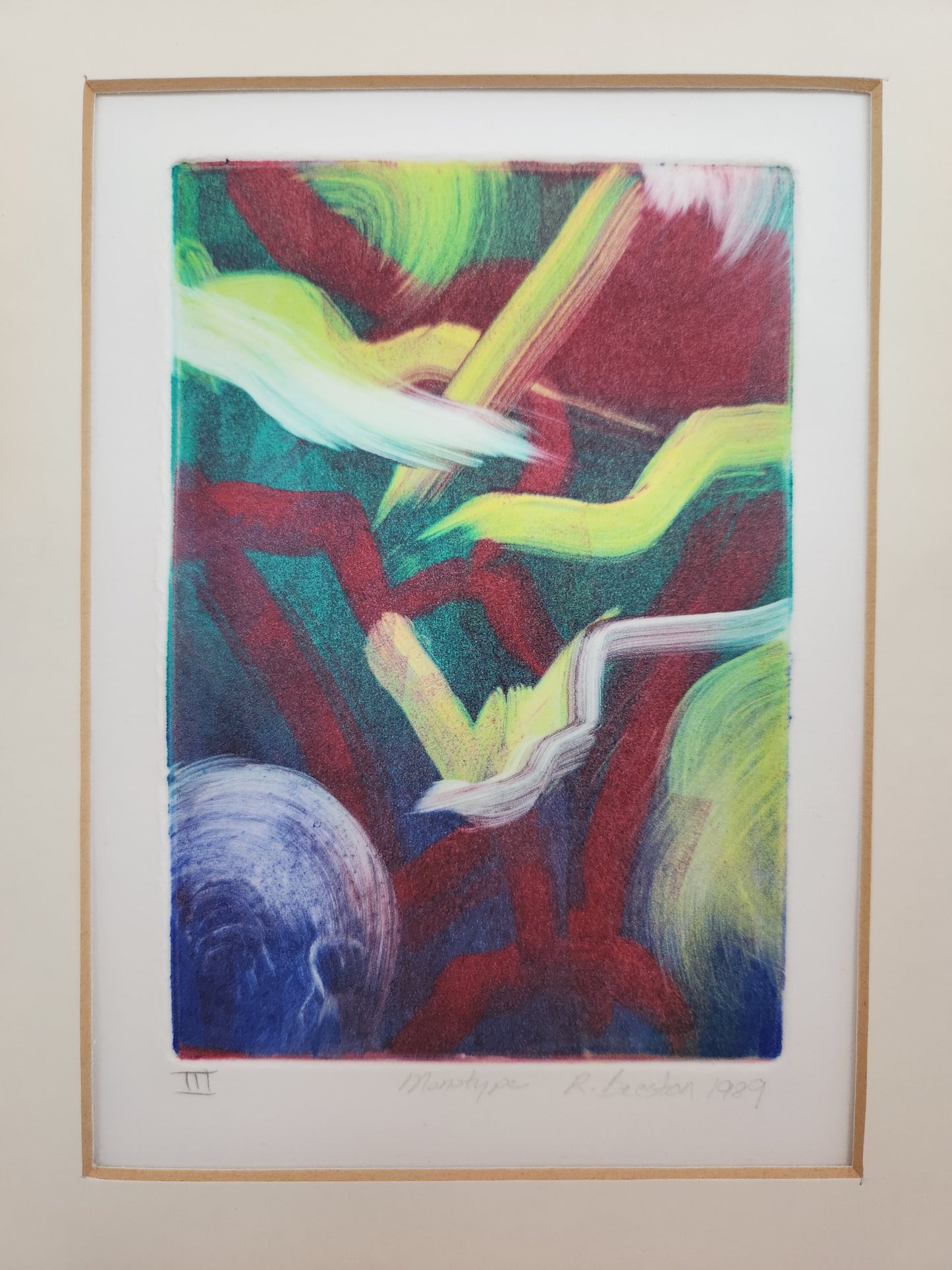 R. Beeston 4"x5-3/4" Monotype Signed by Artist 1989 - Matted
