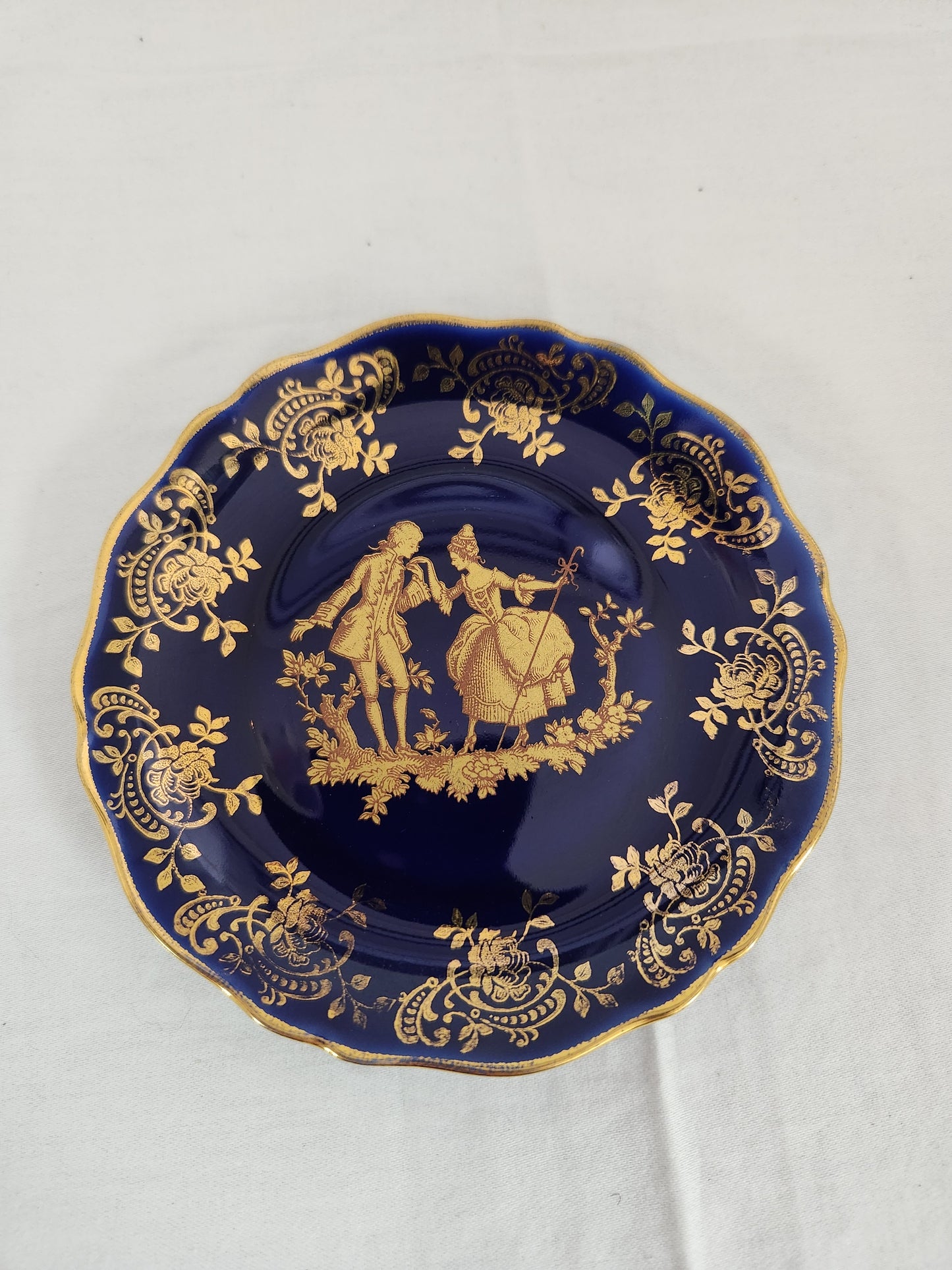 Limoges Veritable D'art 4-1/2" Cobalt Blue & Gold Dish
