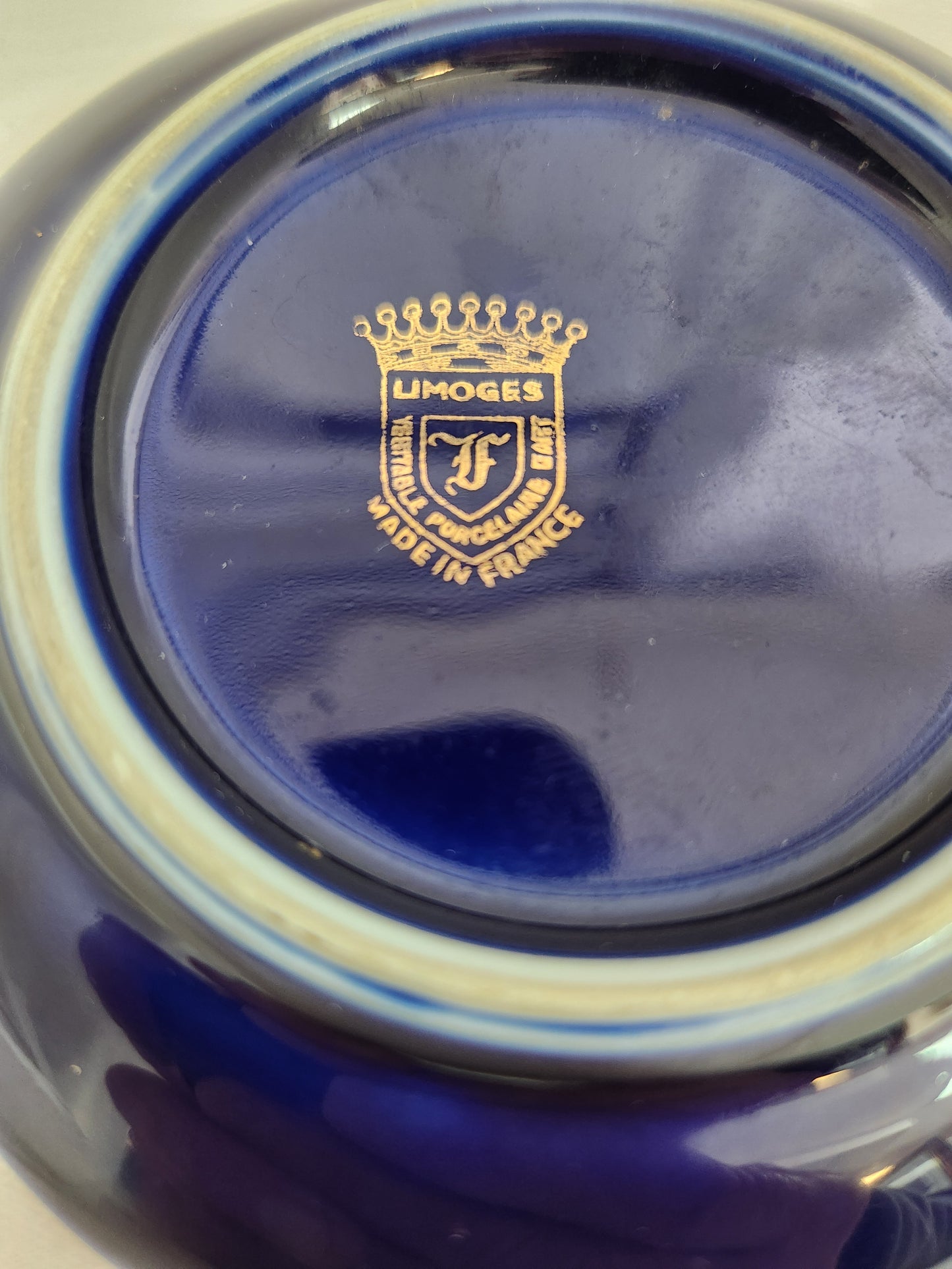Limoges Veritable D'art 4-1/2" Cobalt Blue & Gold Dish