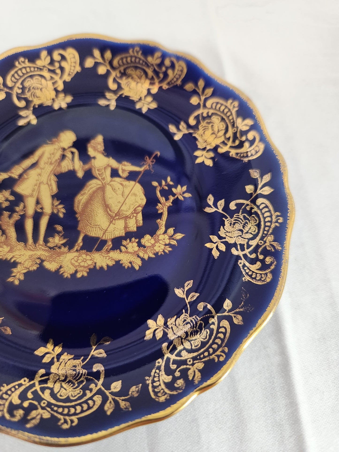 Limoges Veritable D'art 4-1/2" Cobalt Blue & Gold Dish