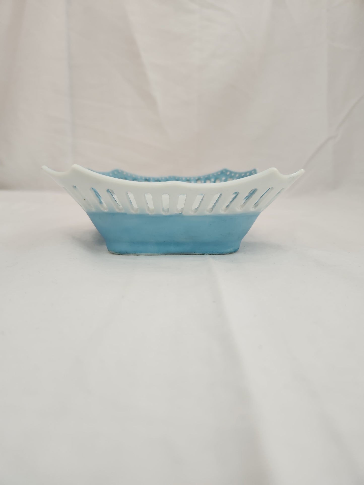 Square Reticulated Light Blue 5-1/2" Trinket/Candy Dish (signed)