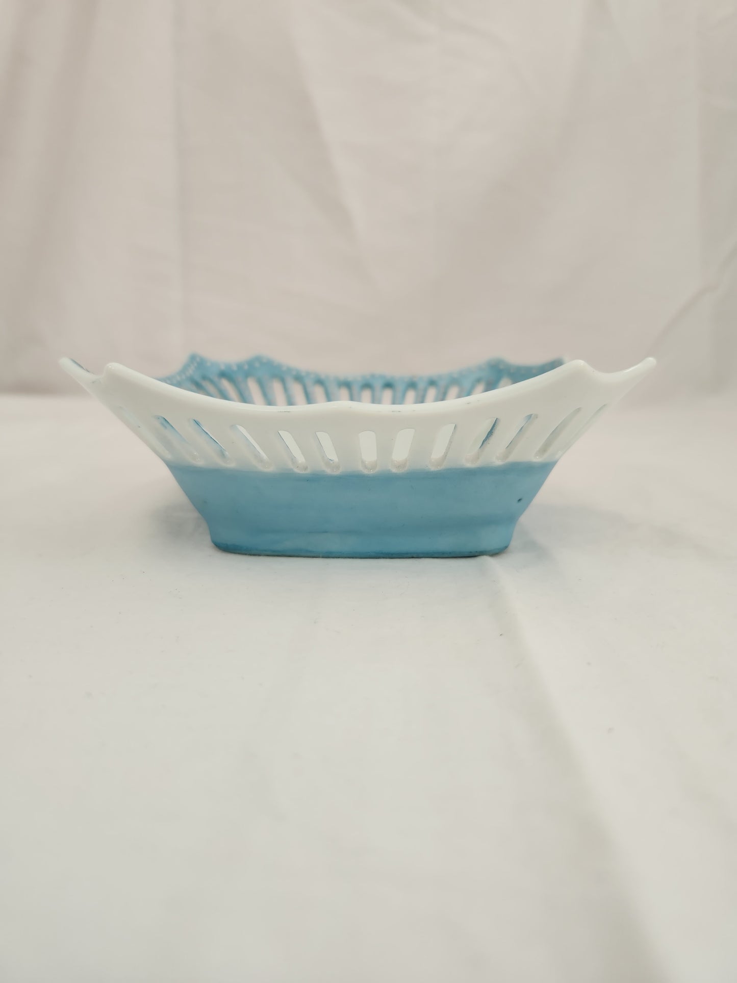 Square Reticulated Light Blue 5-1/2" Trinket/Candy Dish (signed)