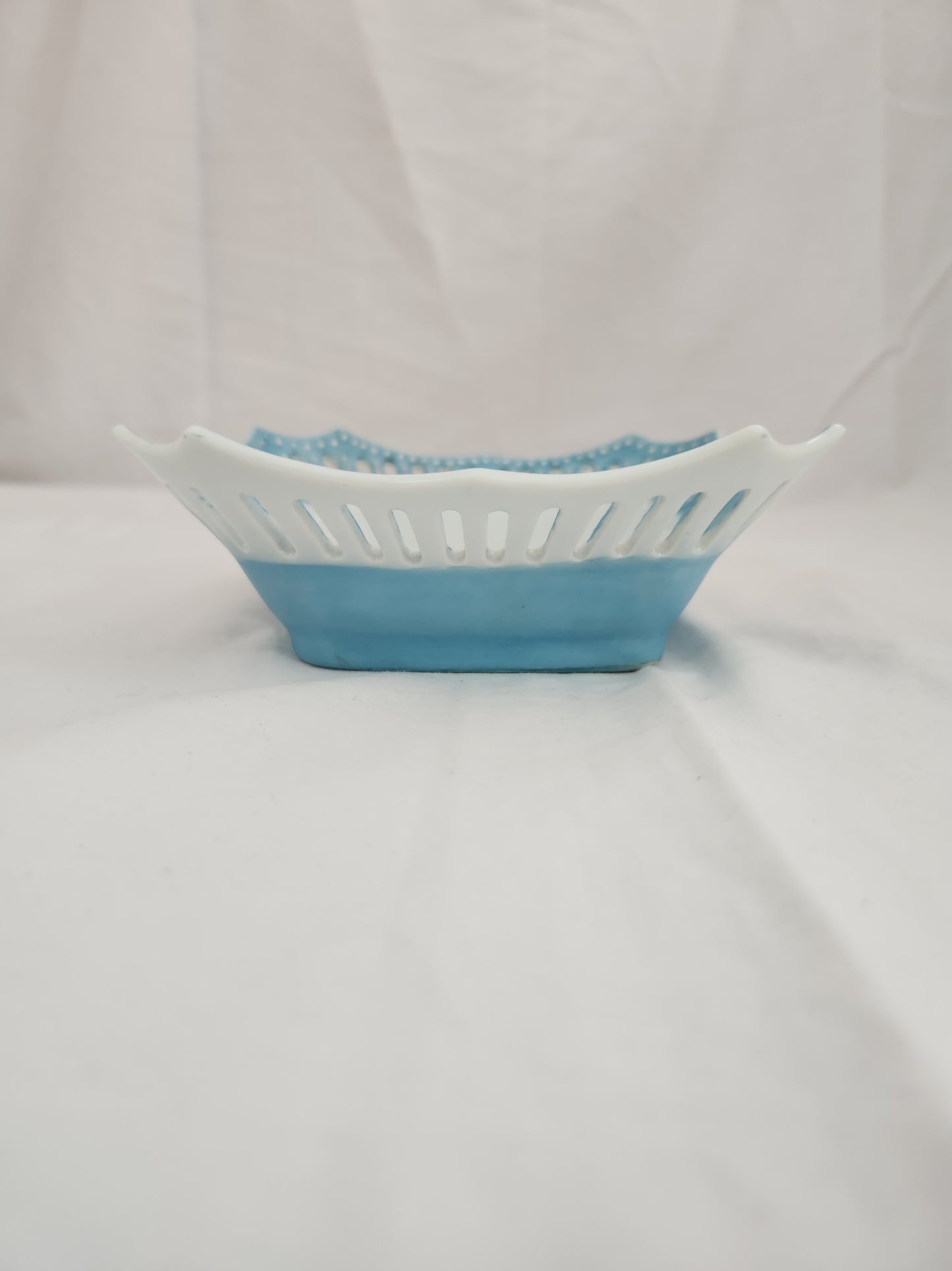 Square Reticulated Light Blue 5-1/2" Trinket/Candy Dish (signed)