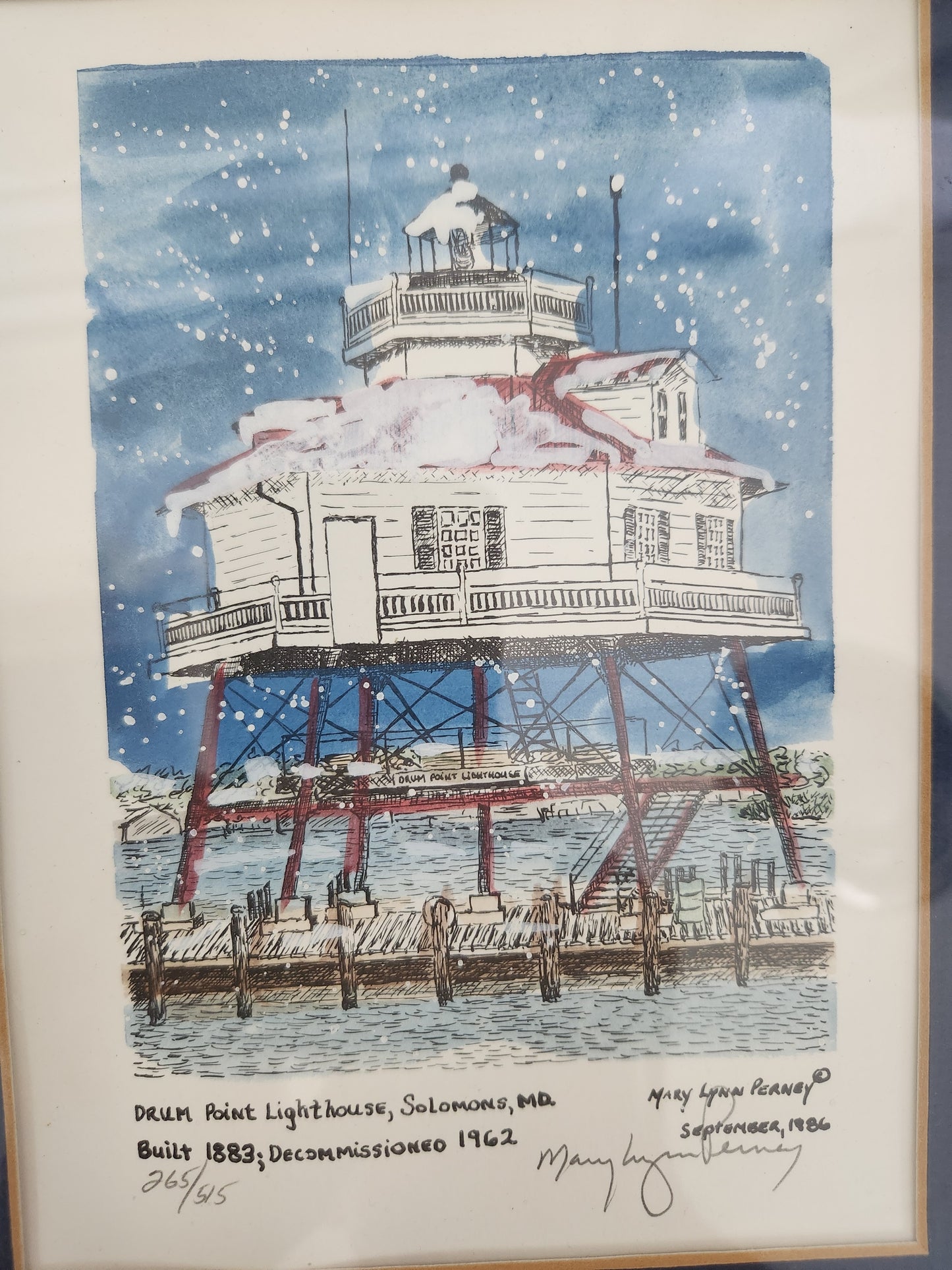 Artist Mary Lynn Perney: Drum Point Lighthouse Print Signed & Numbered 265/515
