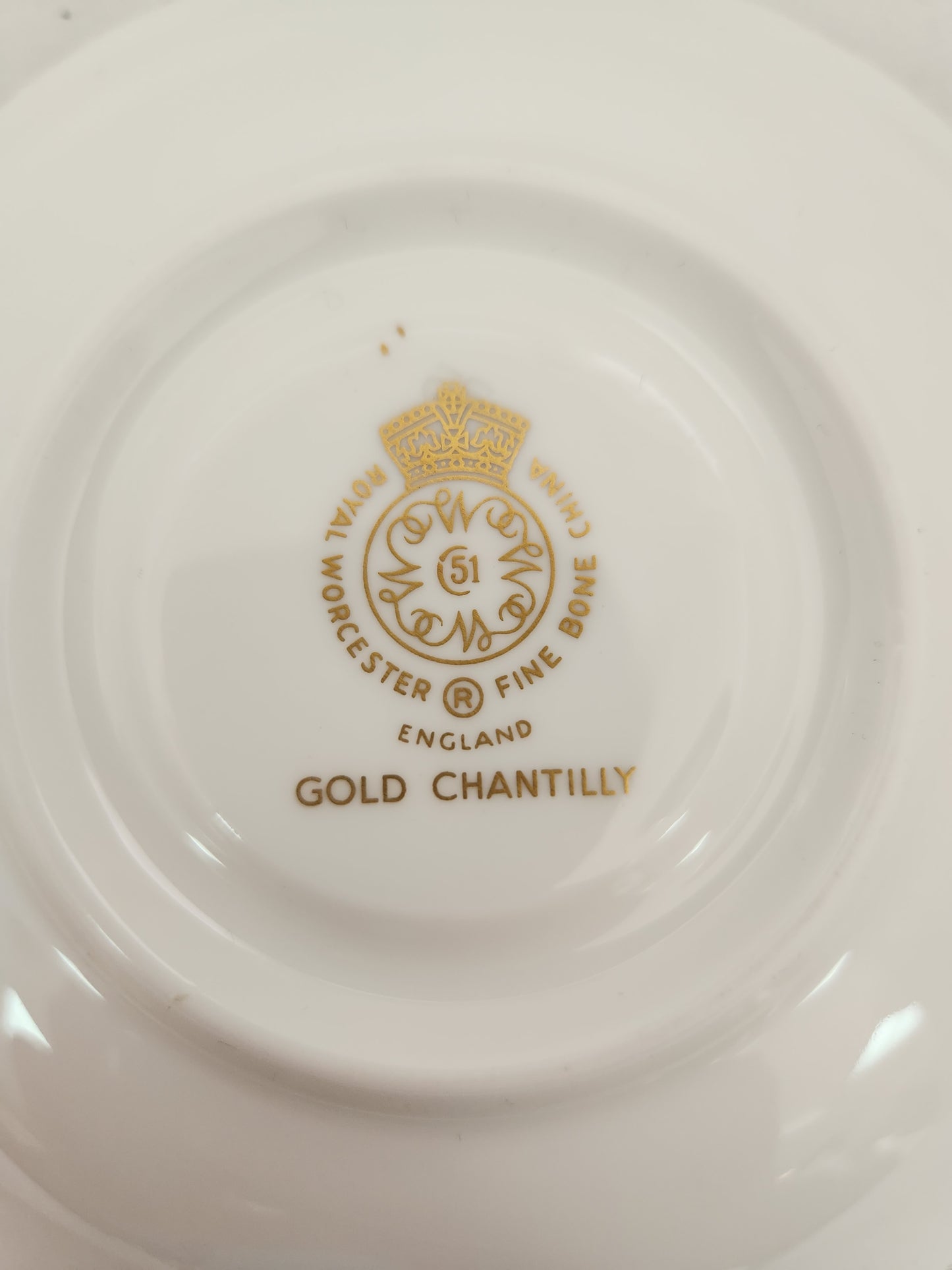 Royal Worcester Bone China Gold Chantilly Footed Cup & Saucer