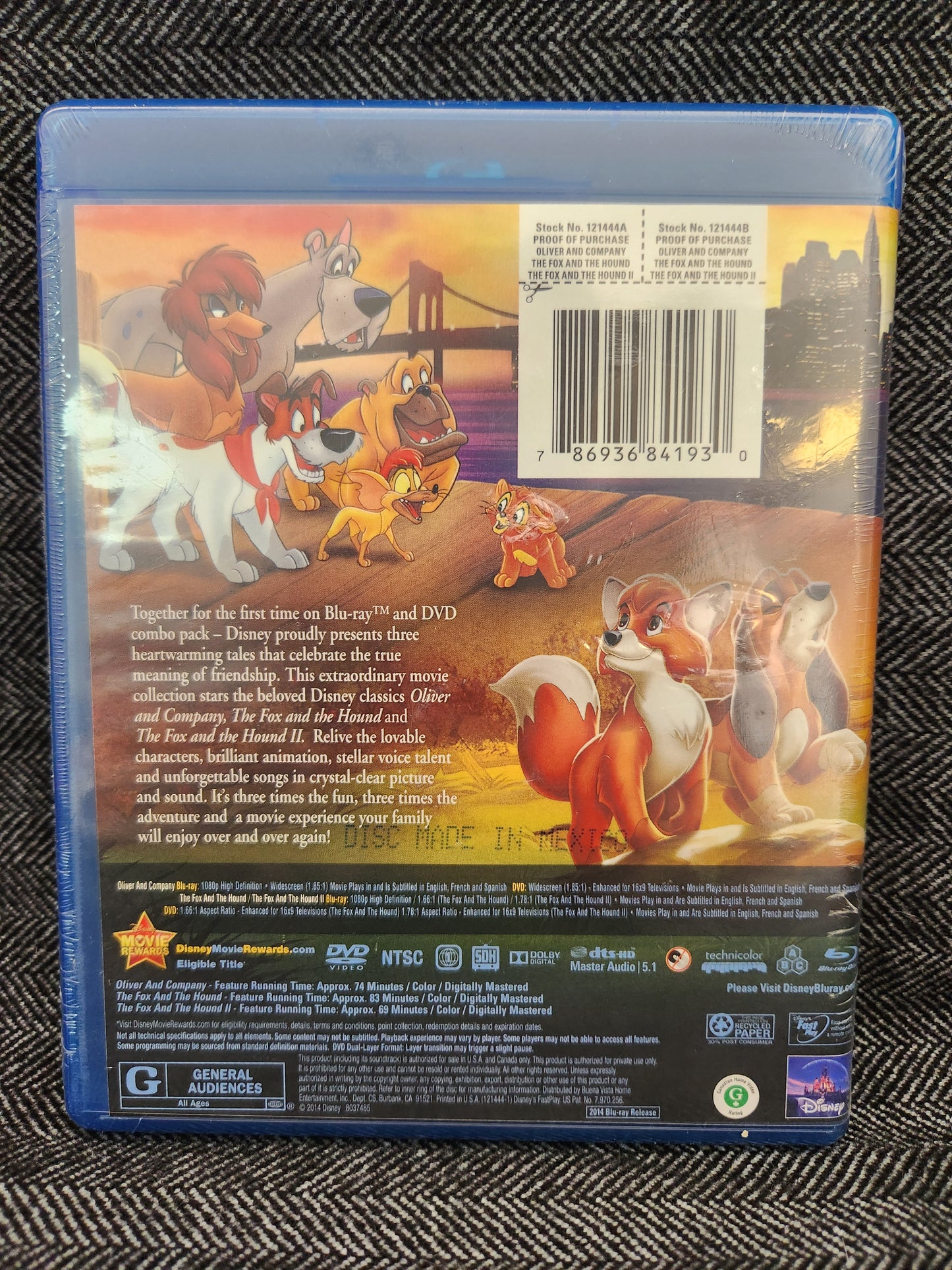 3 Movie Collection Disney “Oliver And Company” & The Fox And The Hound “1 & 2” - Blu-Ray