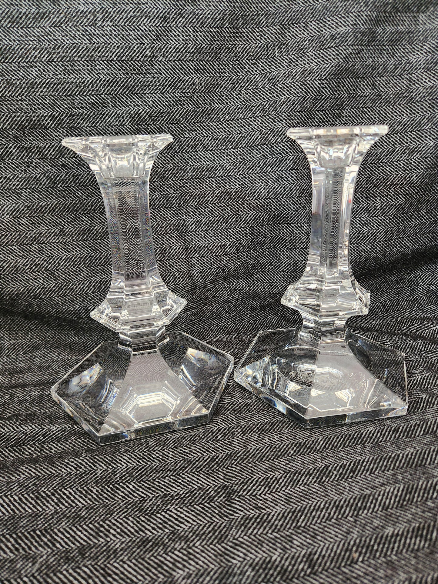 Set of 2 - Val St Lambert 6-3/4" Elysee Candle Sticks