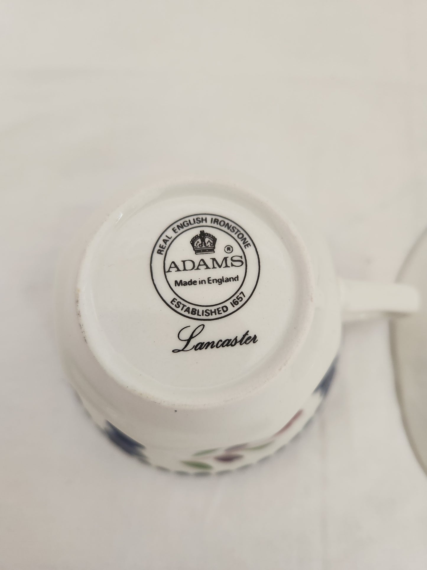 Adams Lancaster 2-5/8" Ironstone Flat Cup & Saucer