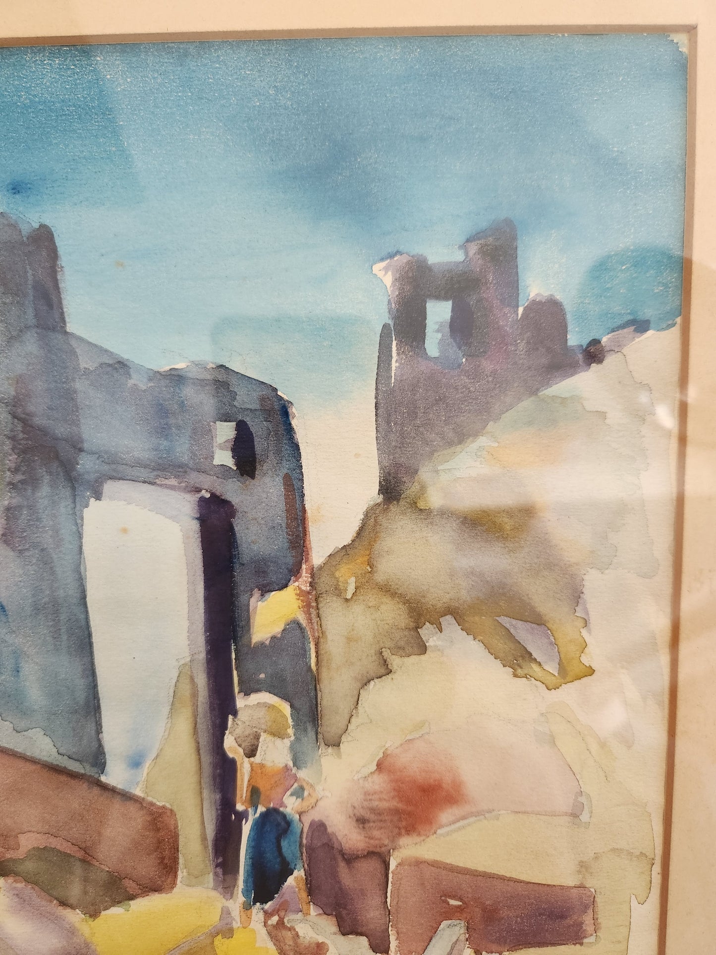 RARE - "Taormina 1948" Watercolor Painting by Albert Wein