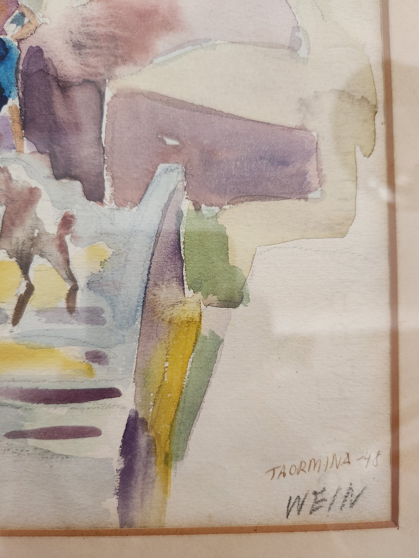 RARE - "Taormina 1948" Watercolor Painting by Albert Wein
