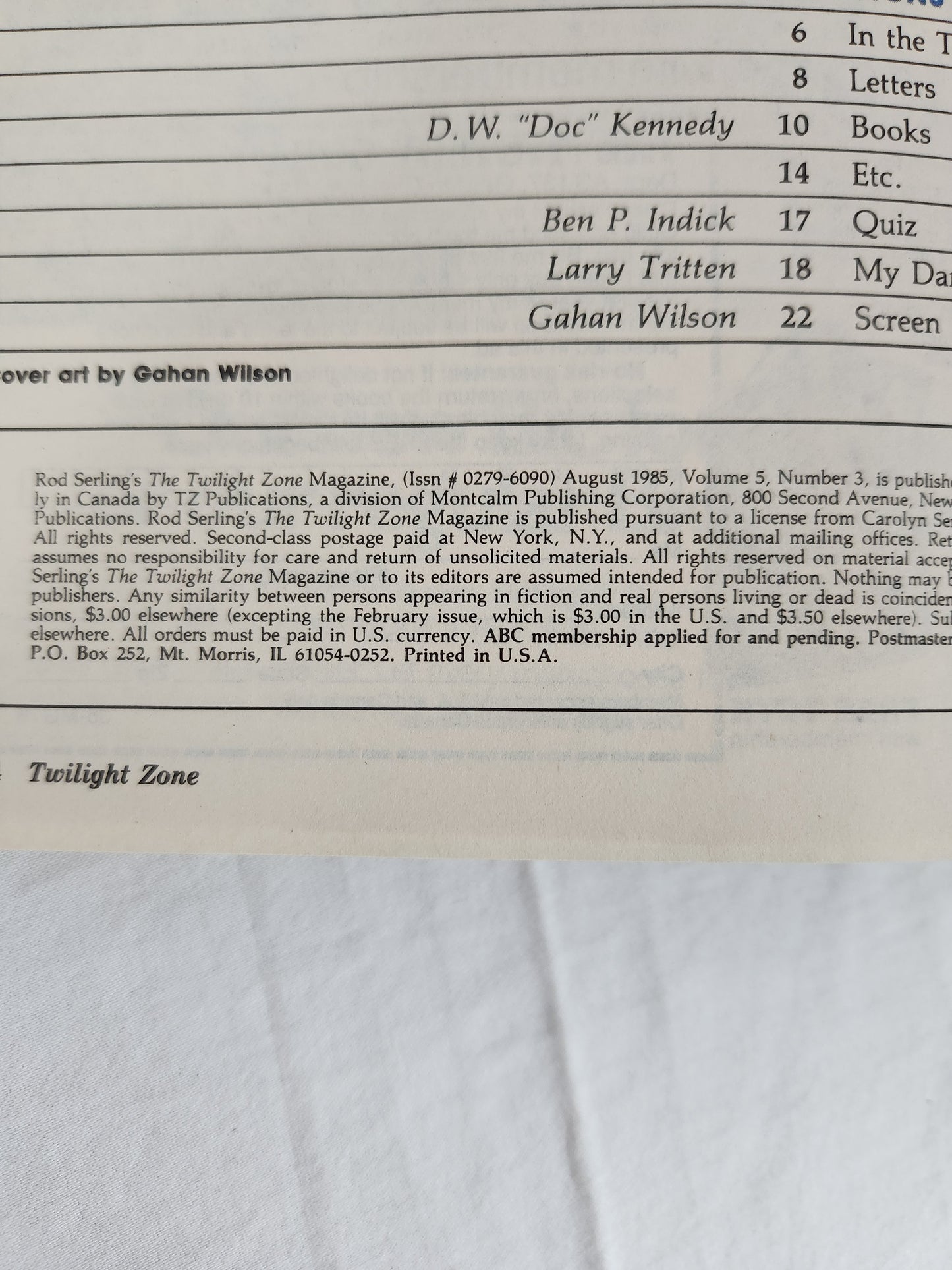 The Twilight Zone Magazine - August 1985