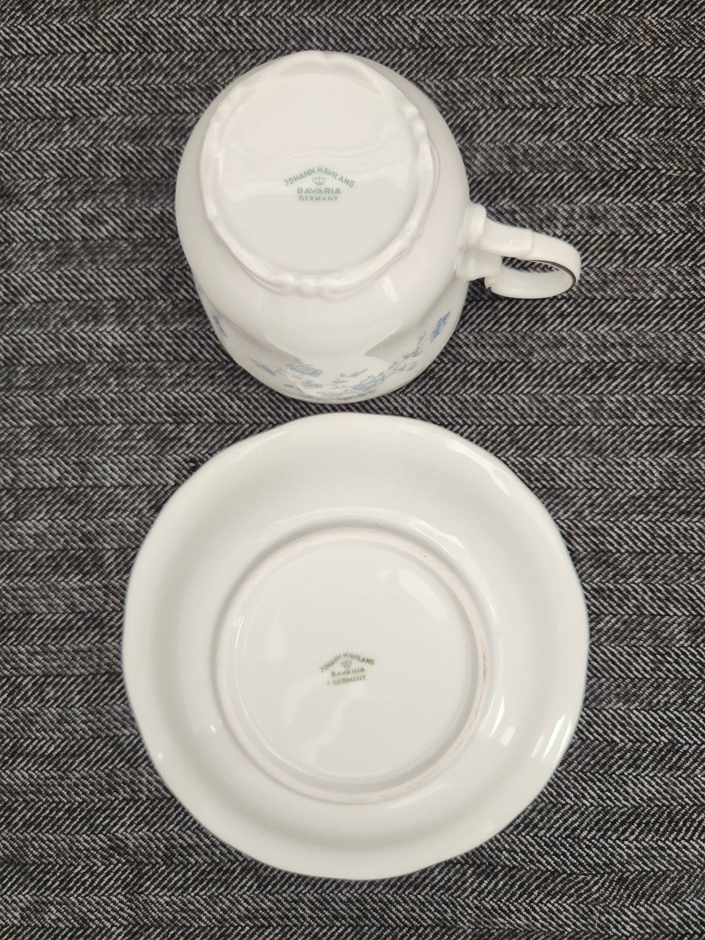 Blue Garland by JOHANN HAVILAND Flat Cup & Saucer (Bavaria Backstamp)