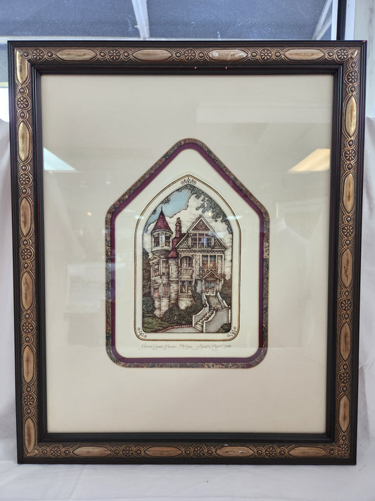 Alice Villanueva Scott "Home Sweet Home" hand colored etching - Signed, Numbered & Framed