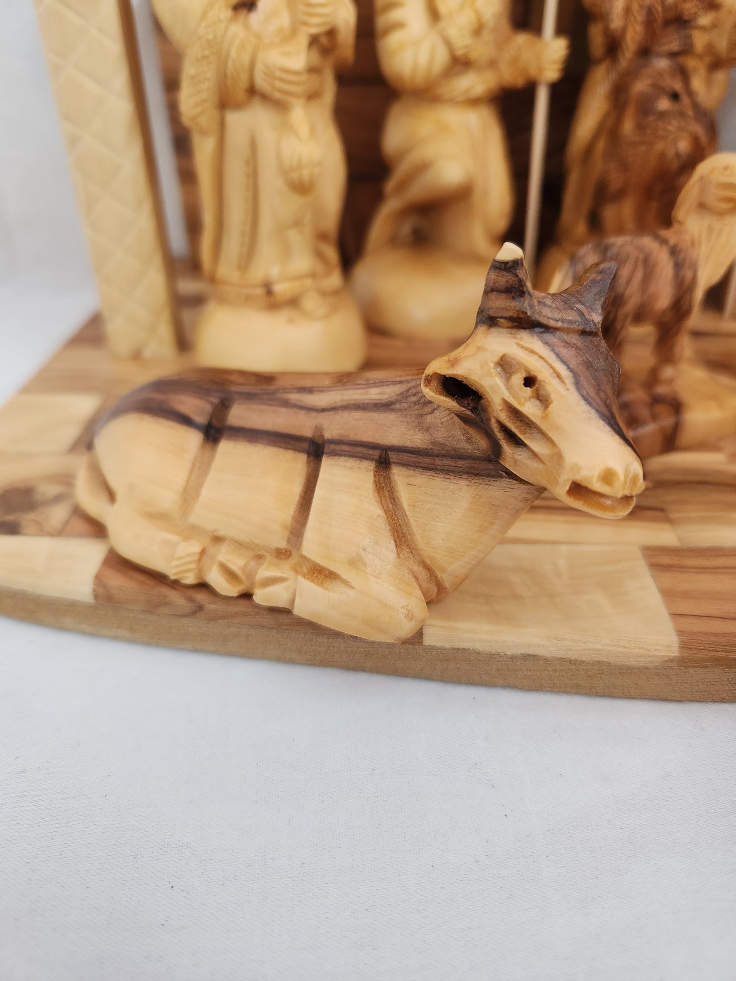 Hand Carved 13-Piece Olive Wood Nativity Scene
