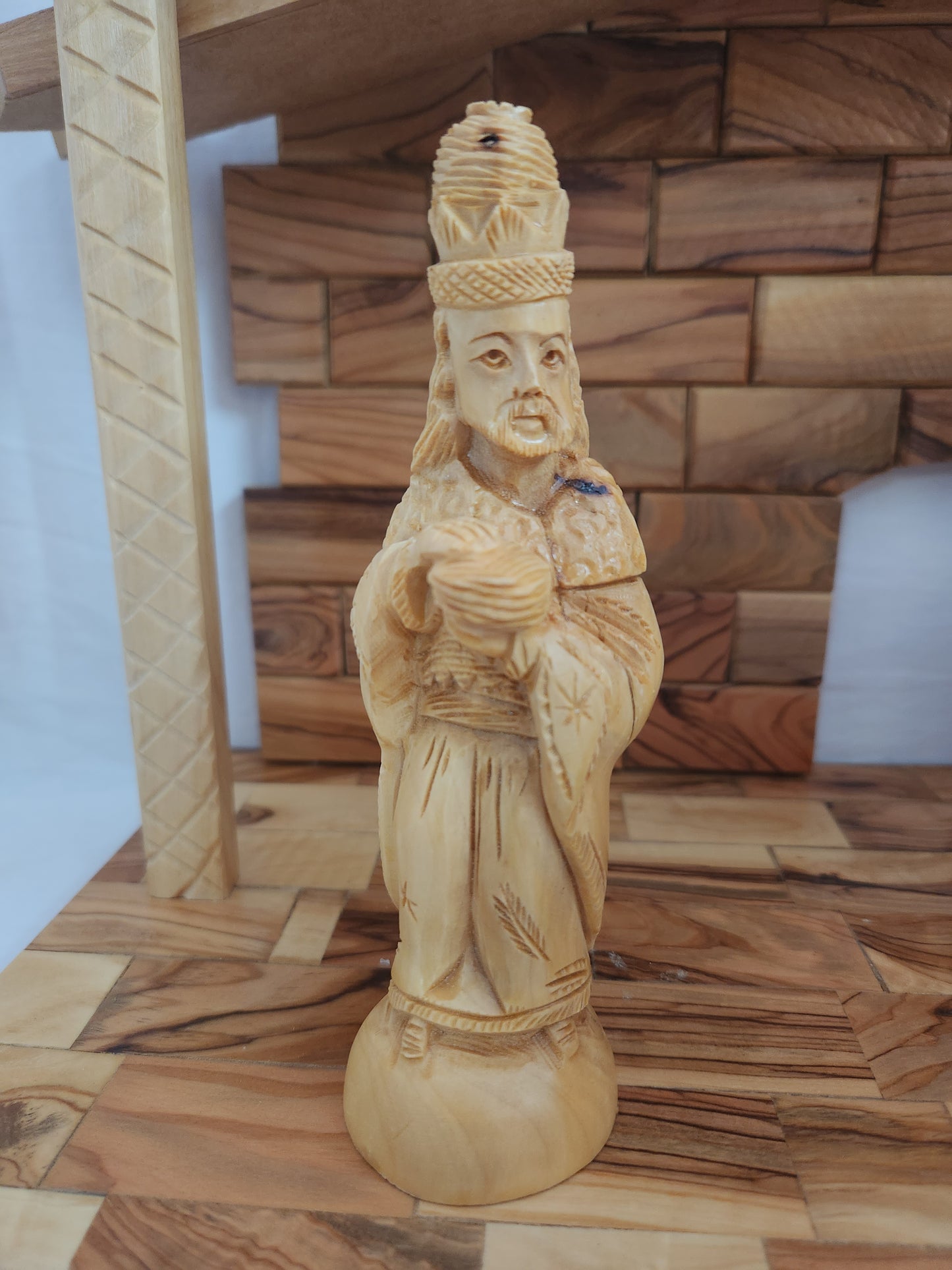 Hand Carved 13-Piece Olive Wood Nativity Scene