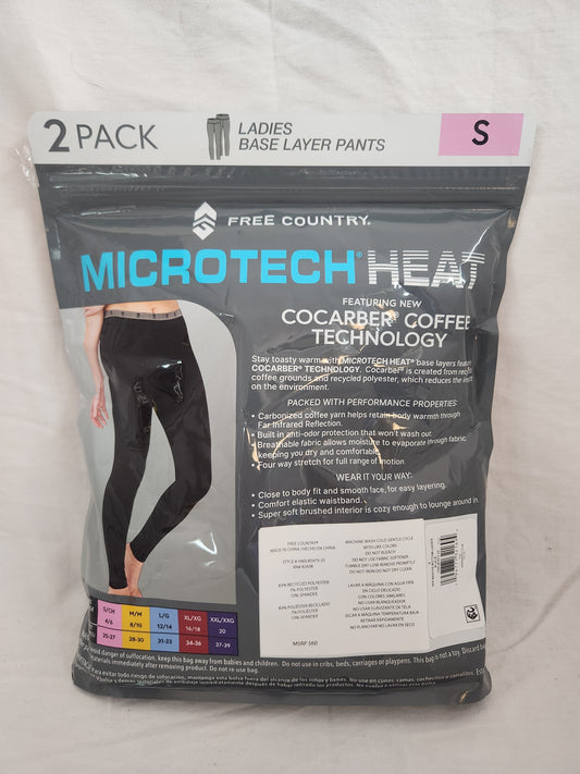 NIP - Free Country Ladies Microtech Heat Black Base Layer Pants (2 Pack)- Size: S