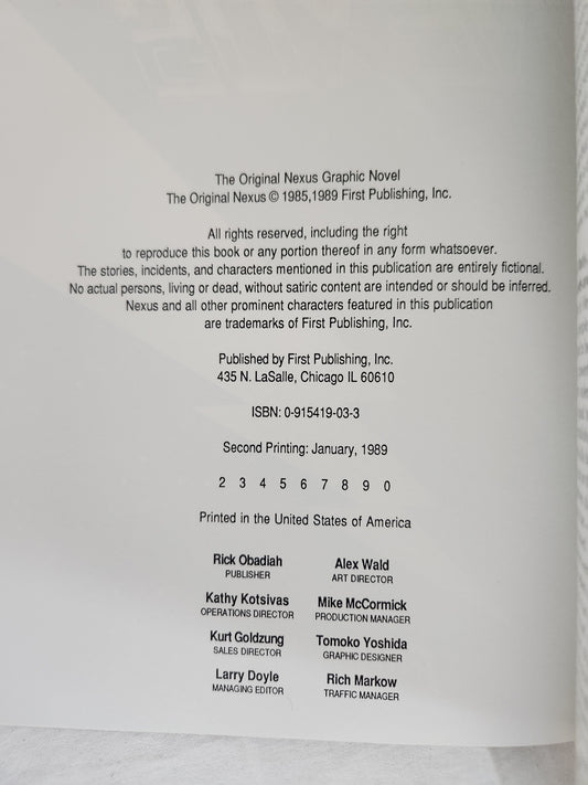 First Graphic Novel: The Original Nexus (1989 second printing) - VG+