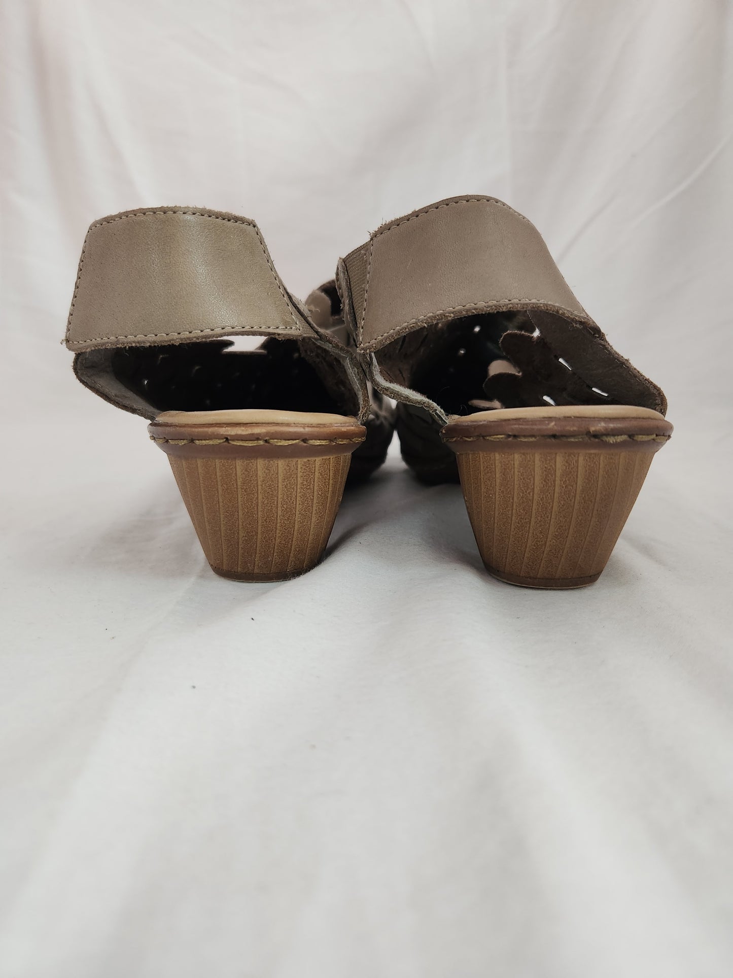 Rieker Taupe Sina Woven Antistress Slingback Leather Shoes - Size: 41 (US 9-1/2)