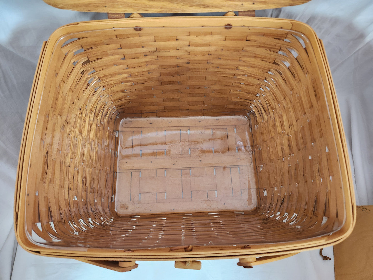 Longaberger Oak Lid Double Handle Picnic Basket