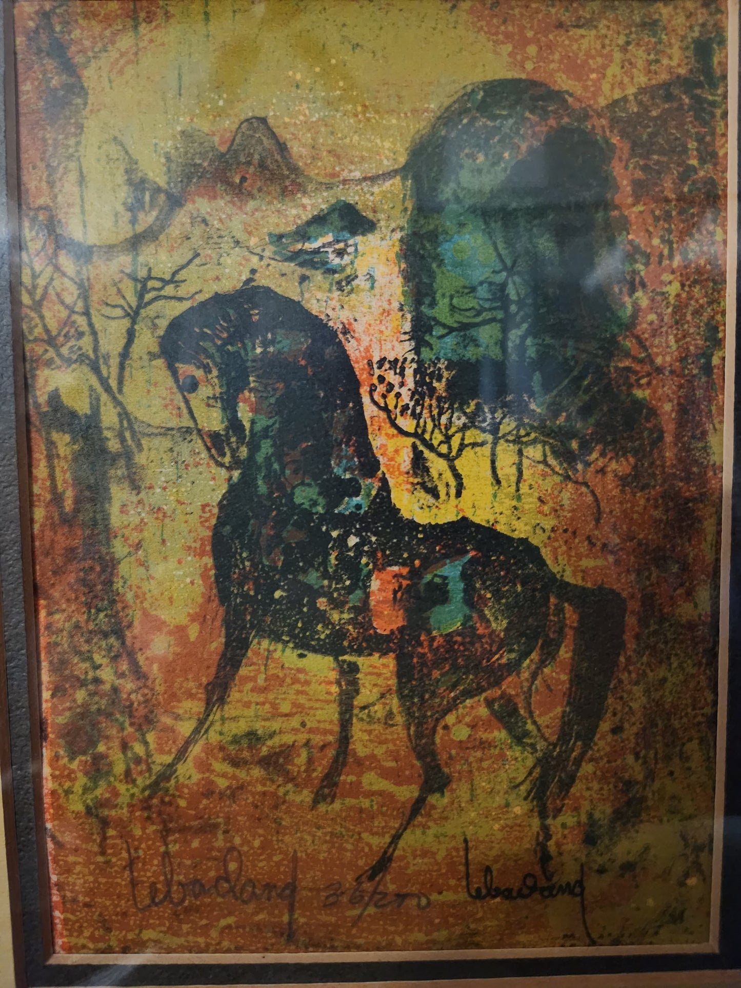 RARE - Hoi Lebadang 5x7 Abstract Horse Lithograph Print "Red 5" - 36/200