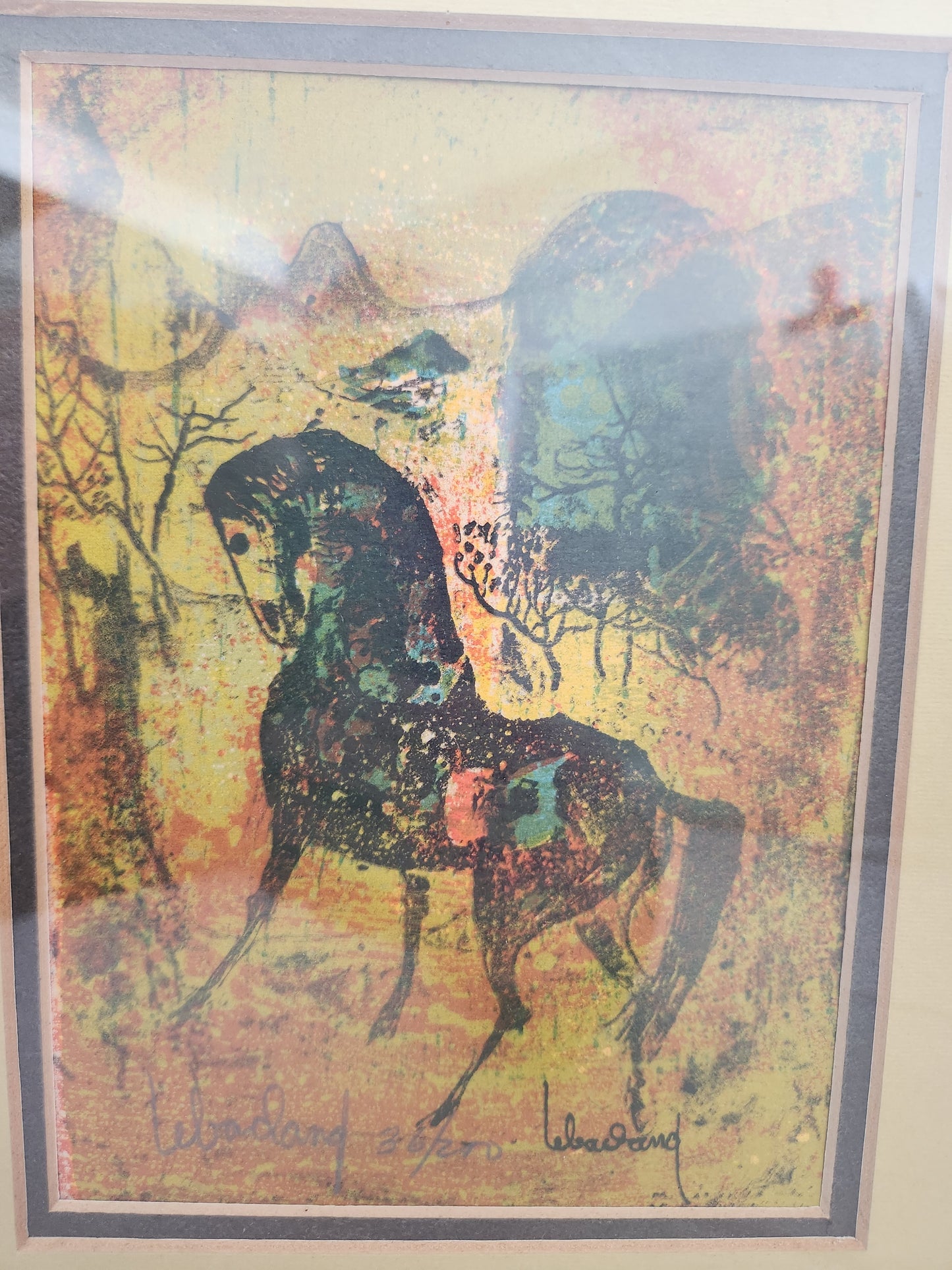 RARE - Hoi Lebadang 5x7 Abstract Horse Lithograph Print "Red 5" - 36/200