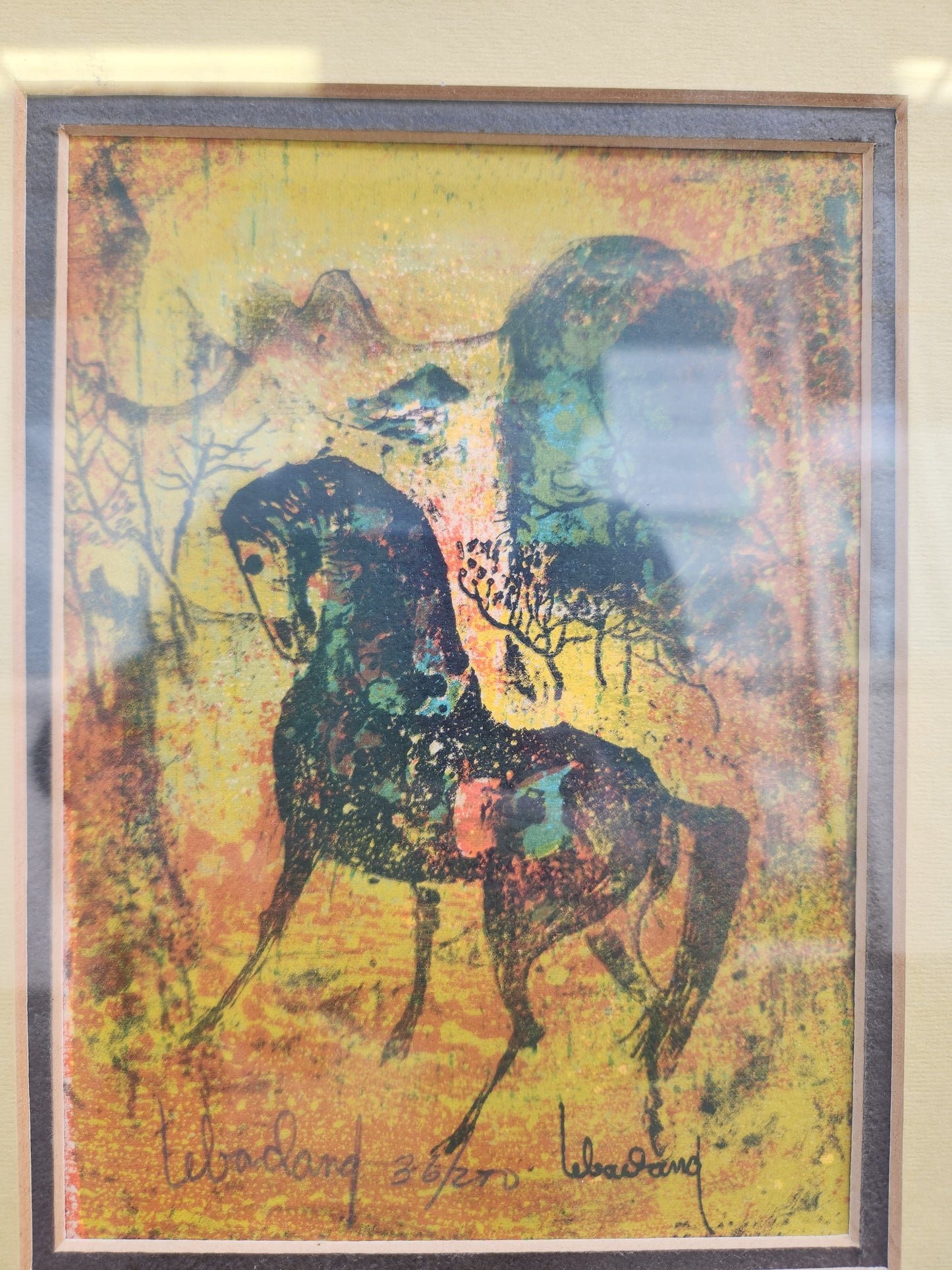 RARE - Hoi Lebadang 5x7 Abstract Horse Lithograph Print "Red 5" - 36/200