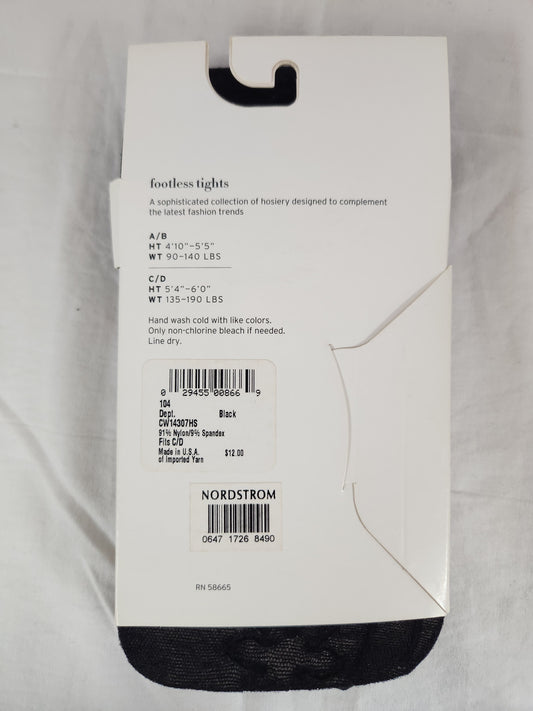 Nordstrom Women's Black Footless Tights - Size: C/D (height 5'4"-6'0", weight 135-190 lbs)