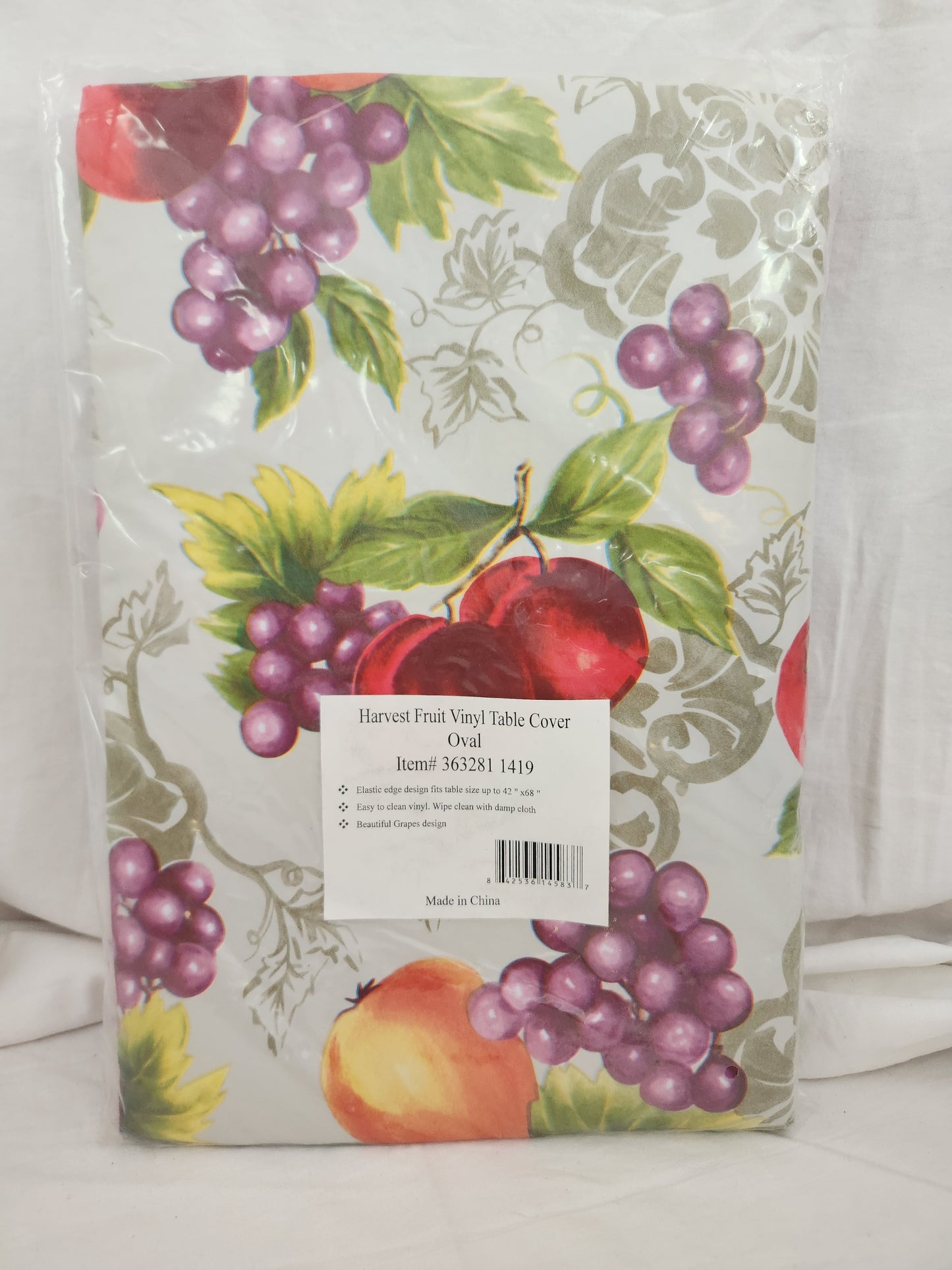 Harvest Fruit Oval Vinyl Table Cover - Up to 42" x 68" table