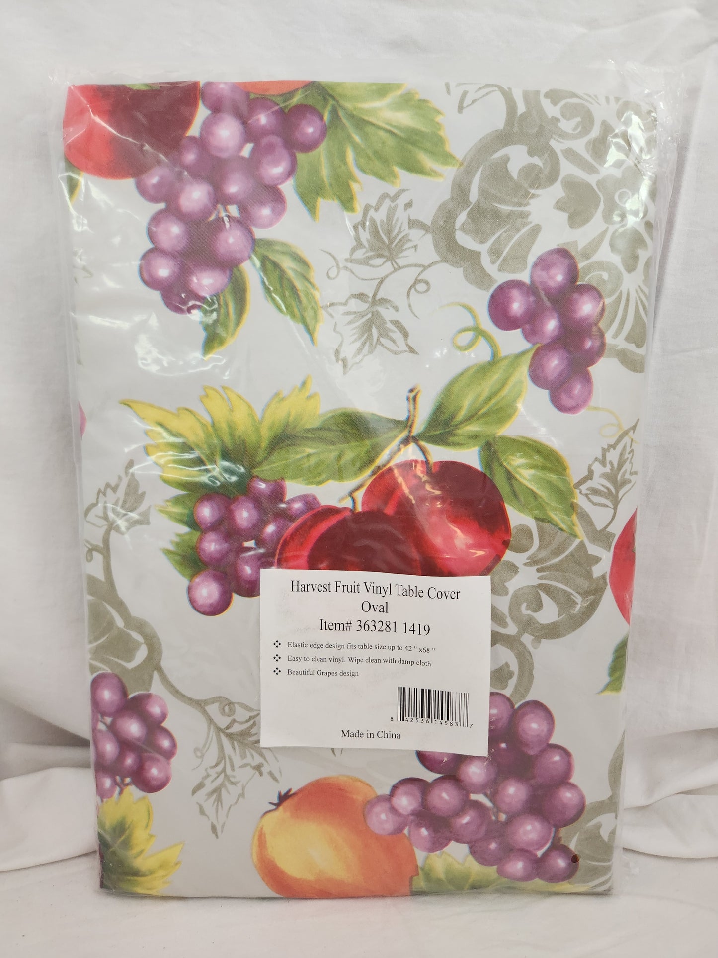 Harvest Fruit Oval Vinyl Table Cover - Up to 42" x 68" table