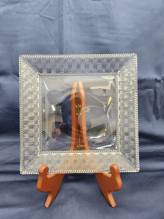 Tiffany & Co. Square Crystal Basket Weave 8" Plate