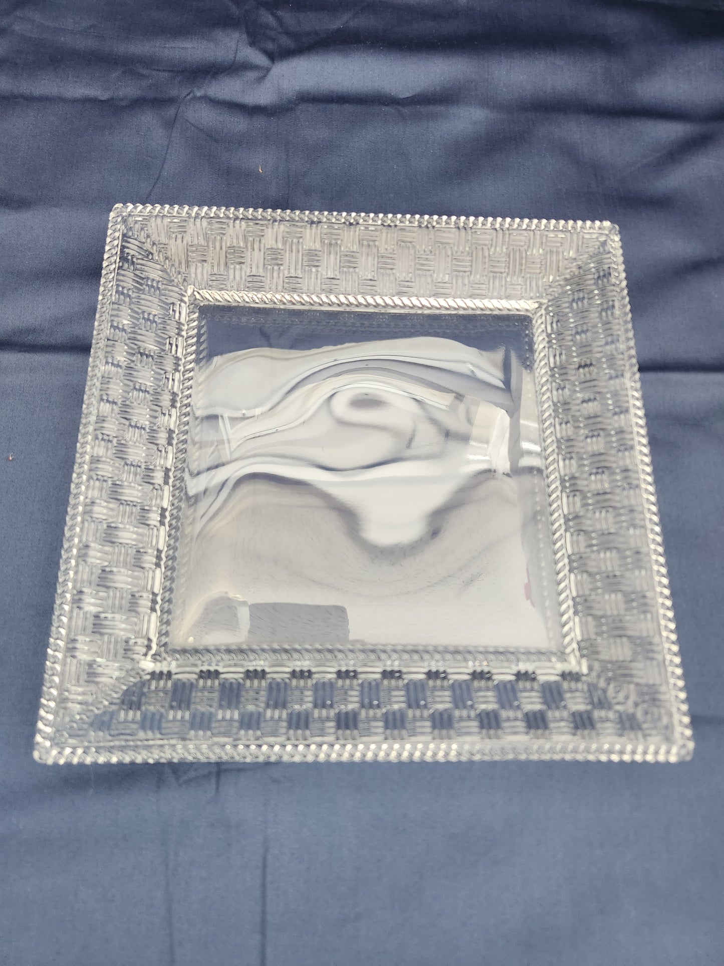 Tiffany & Co. Square Crystal Basket Weave 8" Plate
