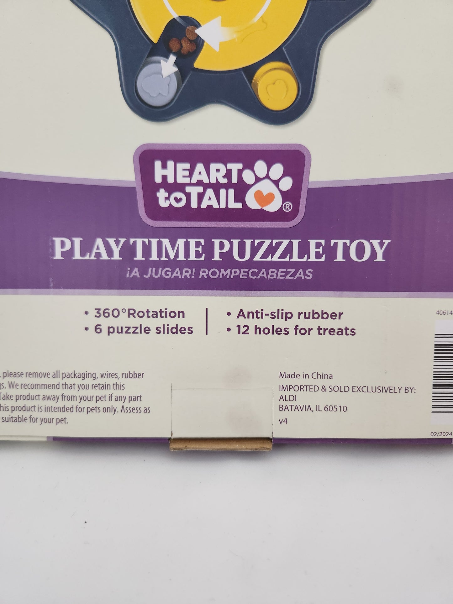 Heart to Tail Black & Yellow Playtime Dog Puzzle Toy