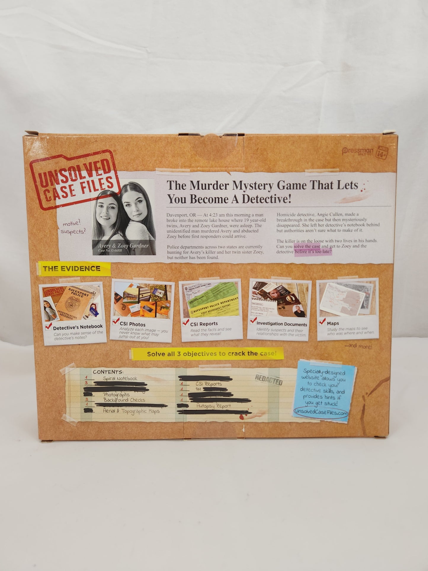 Unsolved Case Files Avery & Zoey Gardner Case by Pressman - New/Sealed
