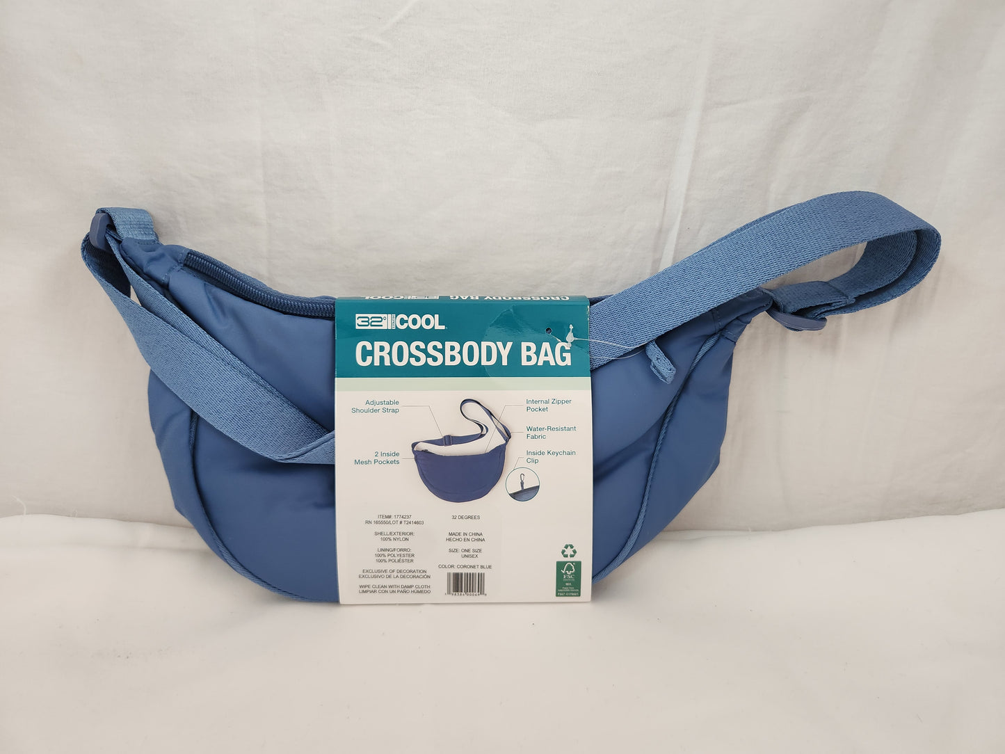 32 Degrees Cool Unisex Coronet Blue Crossbody Bag