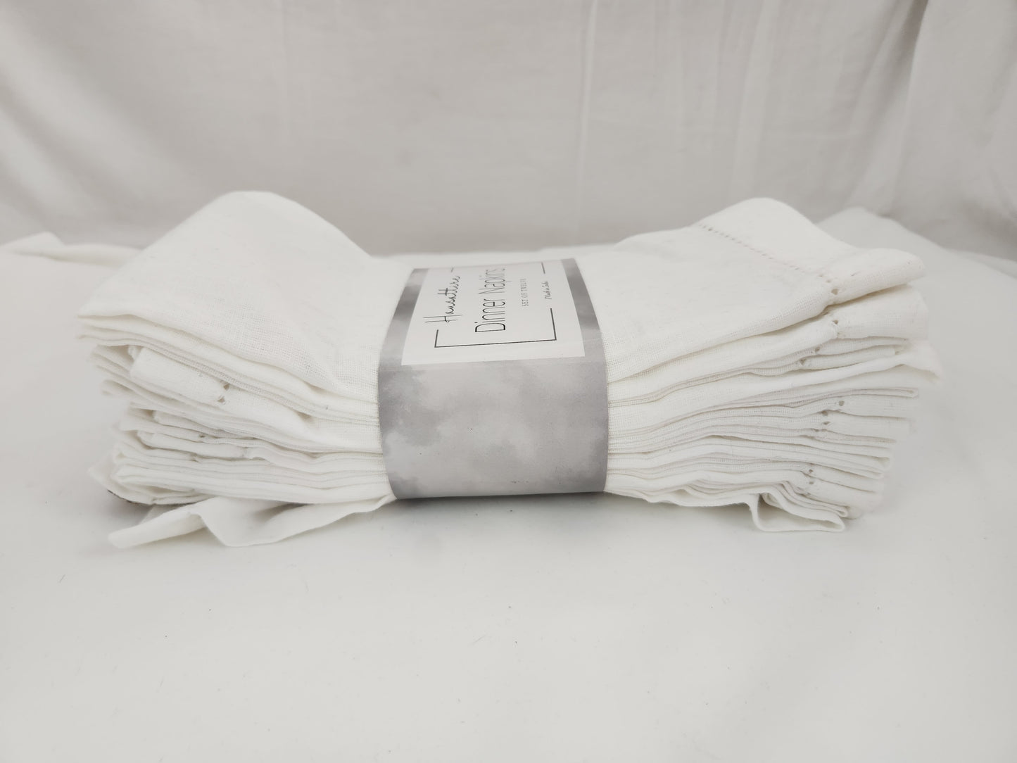 Hausattire White Hemstitched Cloth Napkins - 12 Pack
