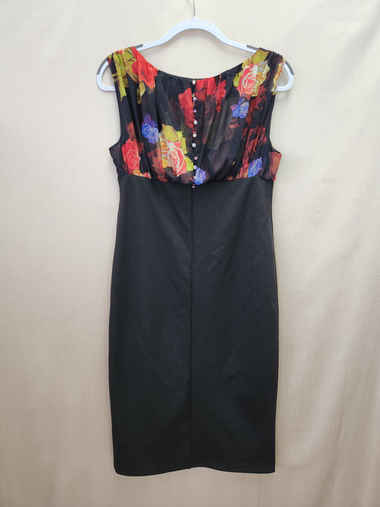 Ted Baker Rose Print Gathered Sleeveless Dress - Size: 4 | US 10