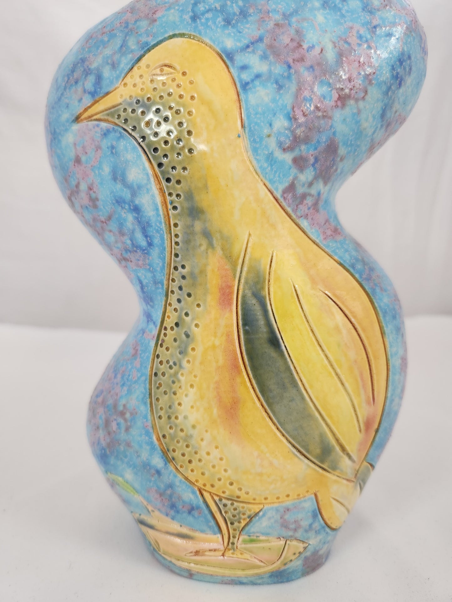 RARE - Stunning Abstract Ceramic Handmade Double-Sided Vase - Signed