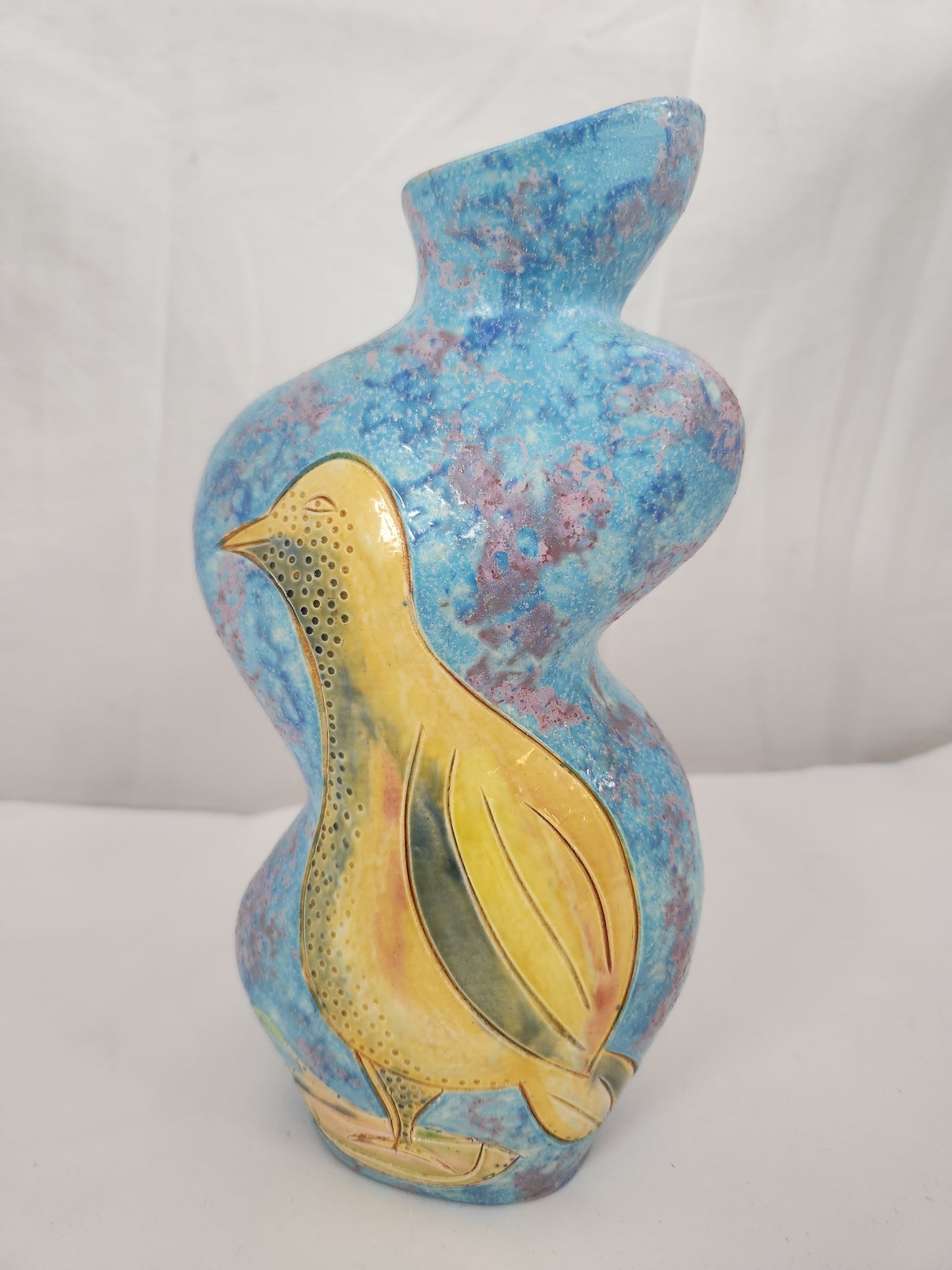 RARE - Stunning Abstract Ceramic Handmade Double-Sided Vase - Signed