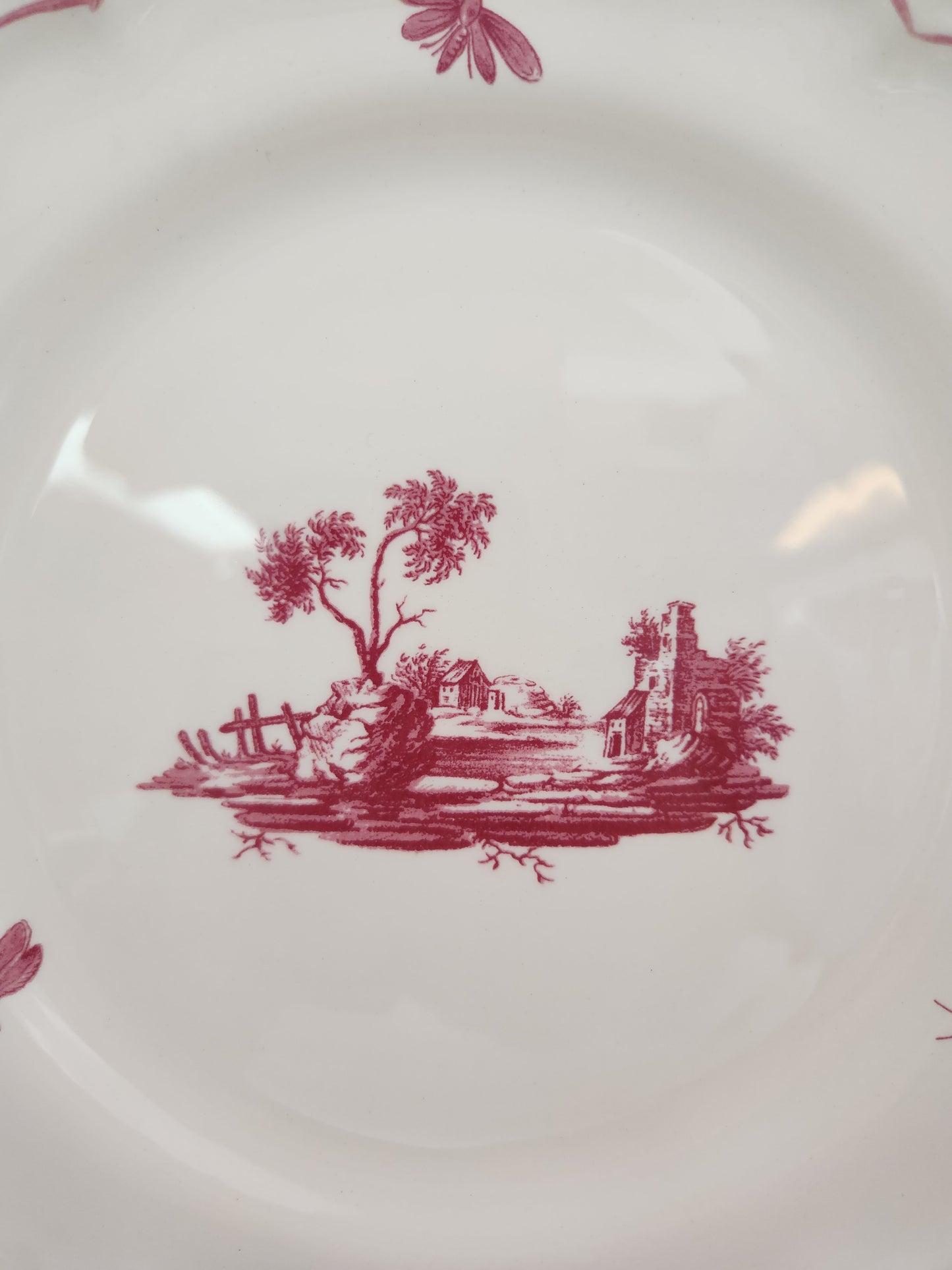 Paysages Rose by Faiencerie De Gien 9" Dessert/Pie Plate