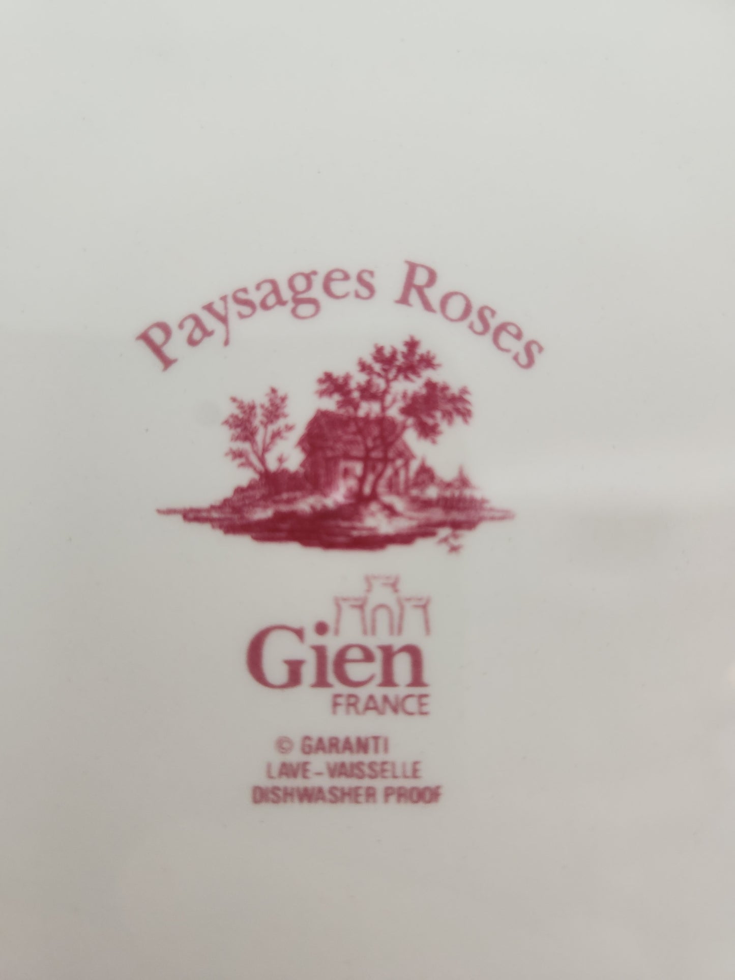 Paysages Rose by Faiencerie De Gien 9" Dessert/Pie Plate