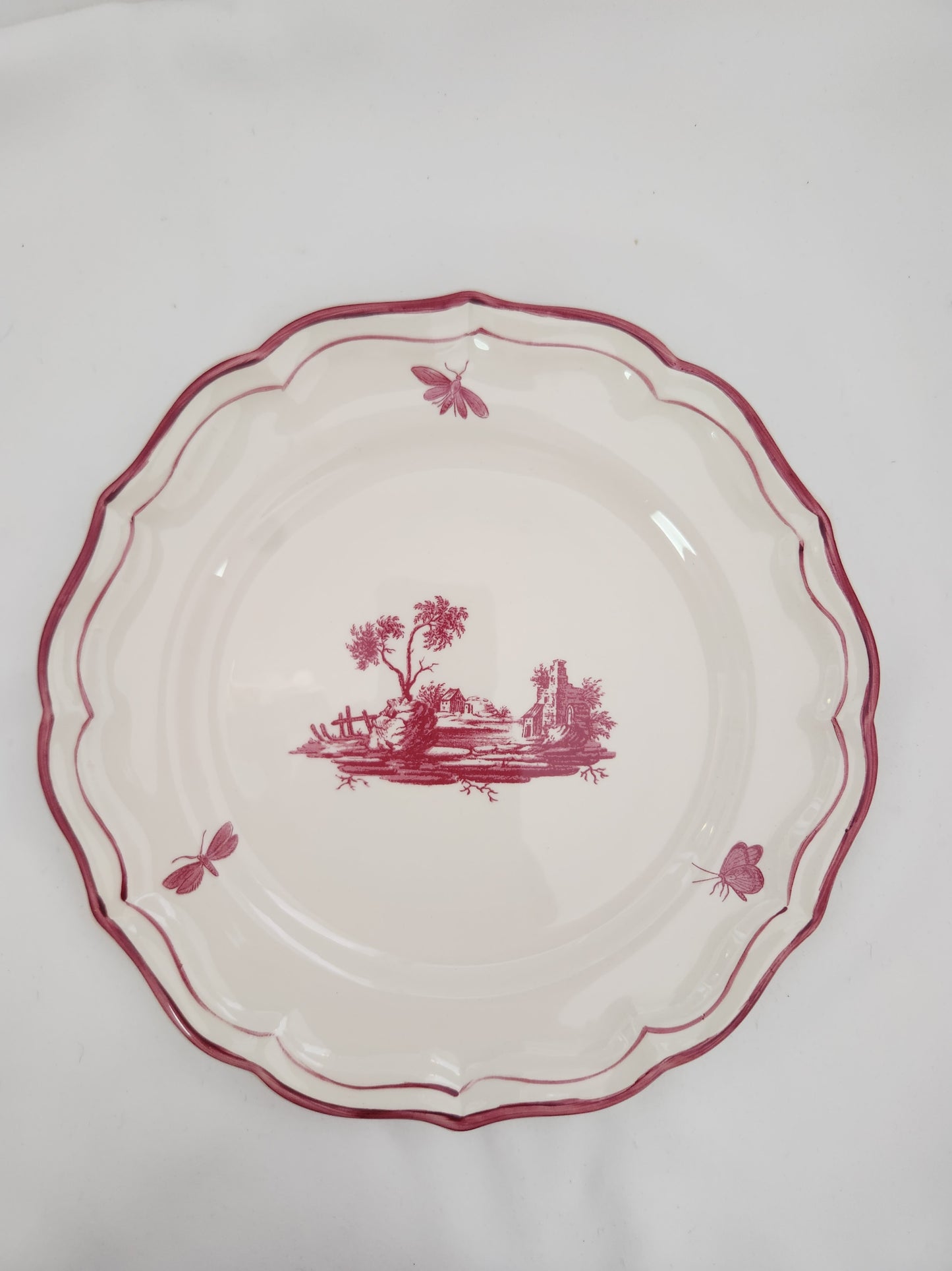 Paysages Rose by Faiencerie De Gien 9" Dessert/Pie Plate
