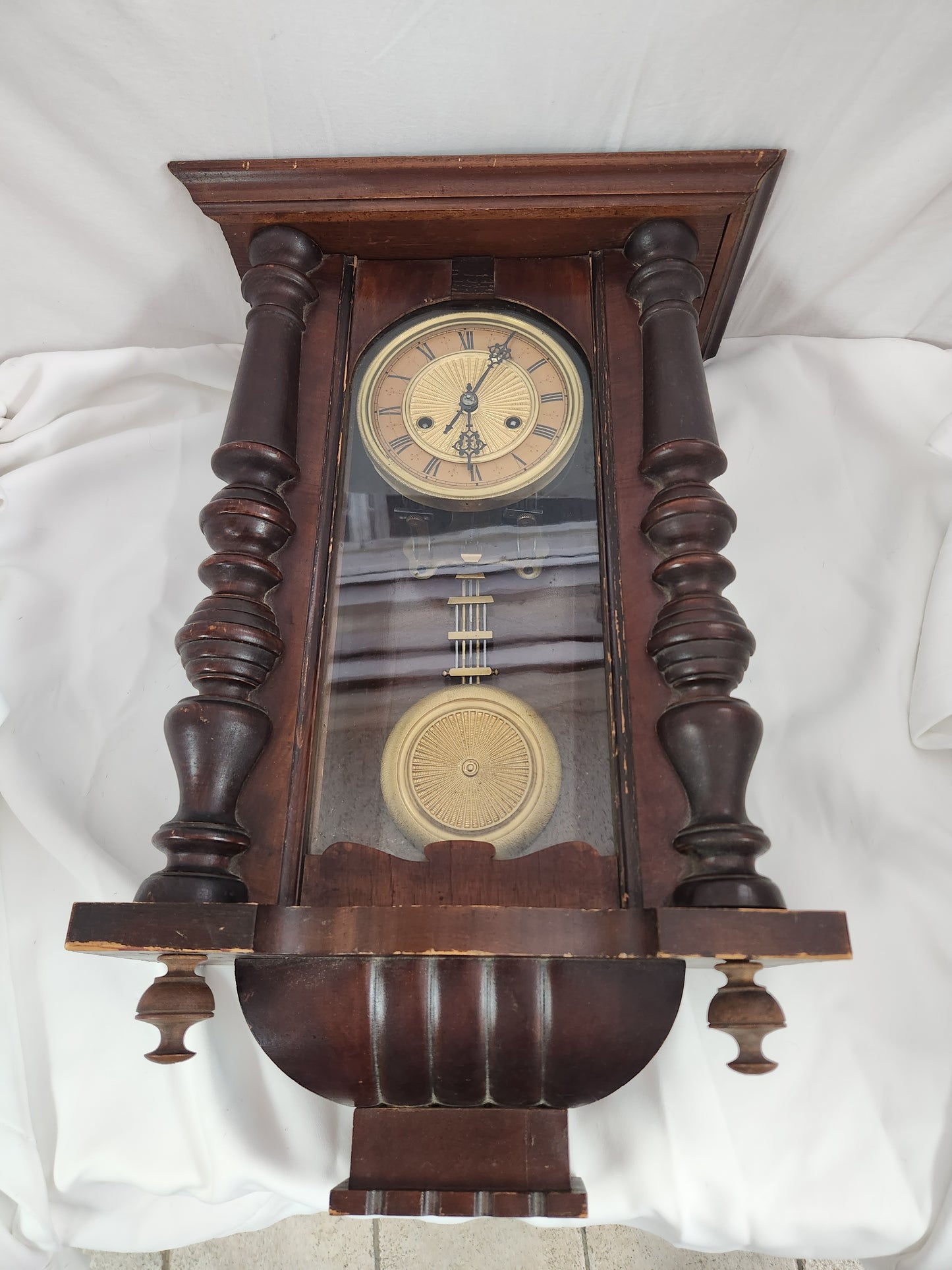Vintage - HAU Junghans Pendulum Wall Clock with Key (not tested)