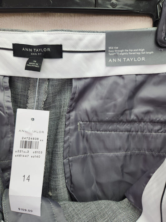 NWT - Ann Taylor Gray Mid-Rise Trouser Pants - Size: 14