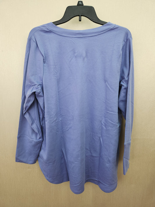 Isaac Mizrahi Live Essentials Petite Blue Long Sleeve Button-Up Top - Size: 1XP