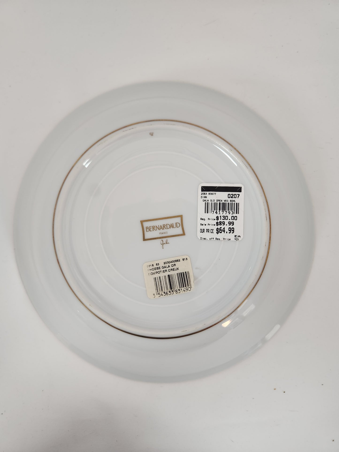 Bernardaud 9-1/2" Gala Gold Open Vegetable Bowl