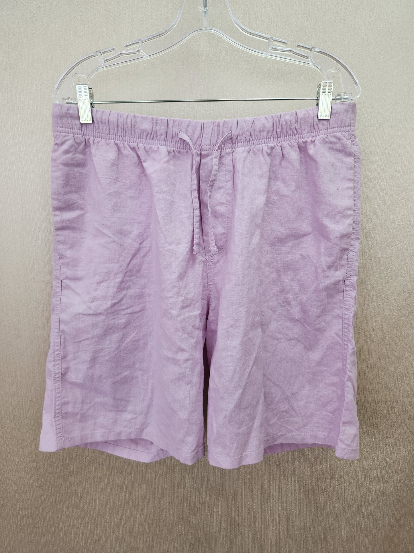 H&M Men's Light Purple Relaxed Fit Knee Length Linen Blend Drawstring Shorts - Size: M