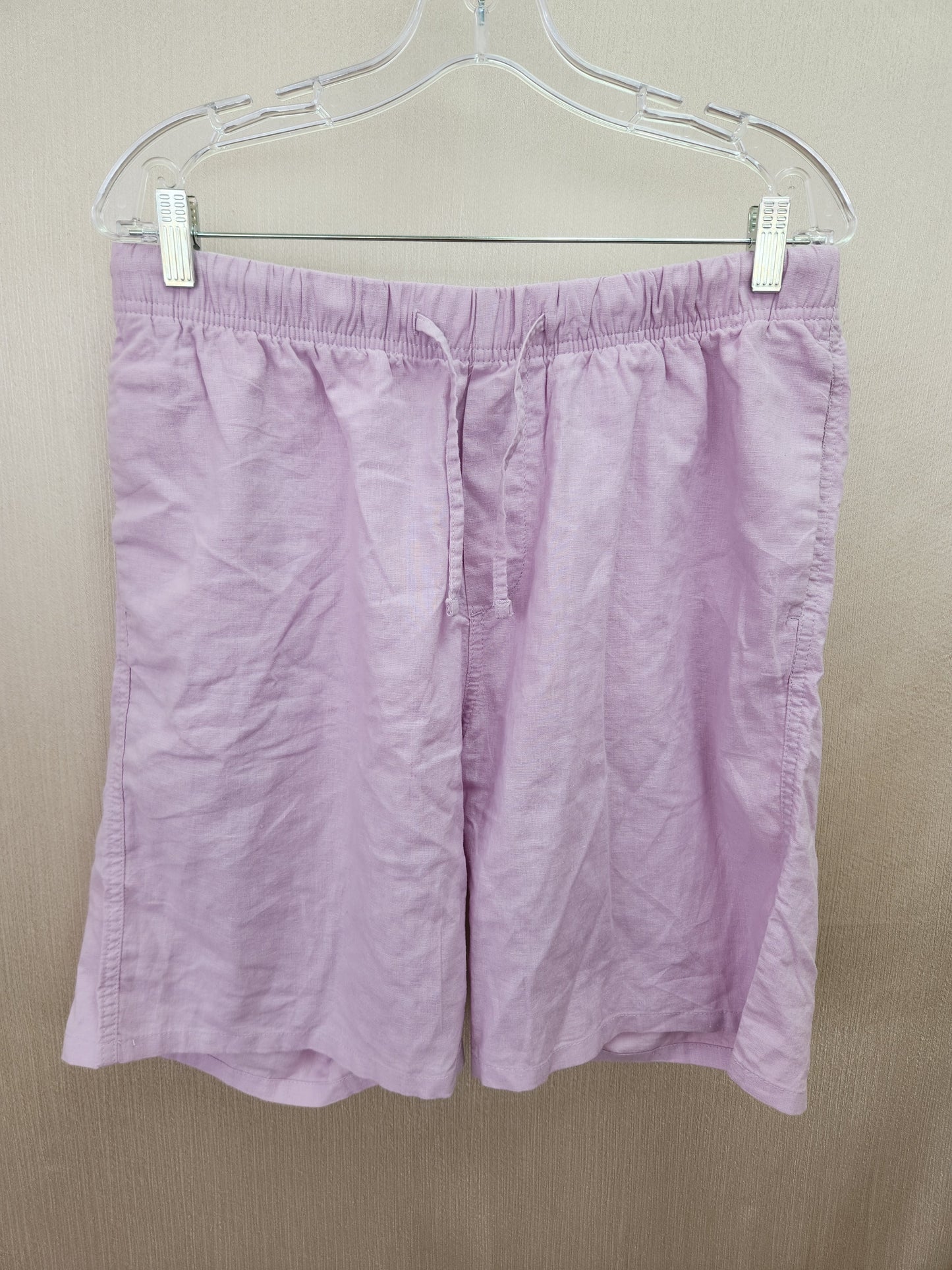 H&M Men's Light Purple Relaxed Fit Knee Length Linen Blend Drawstring Shorts - Size: M