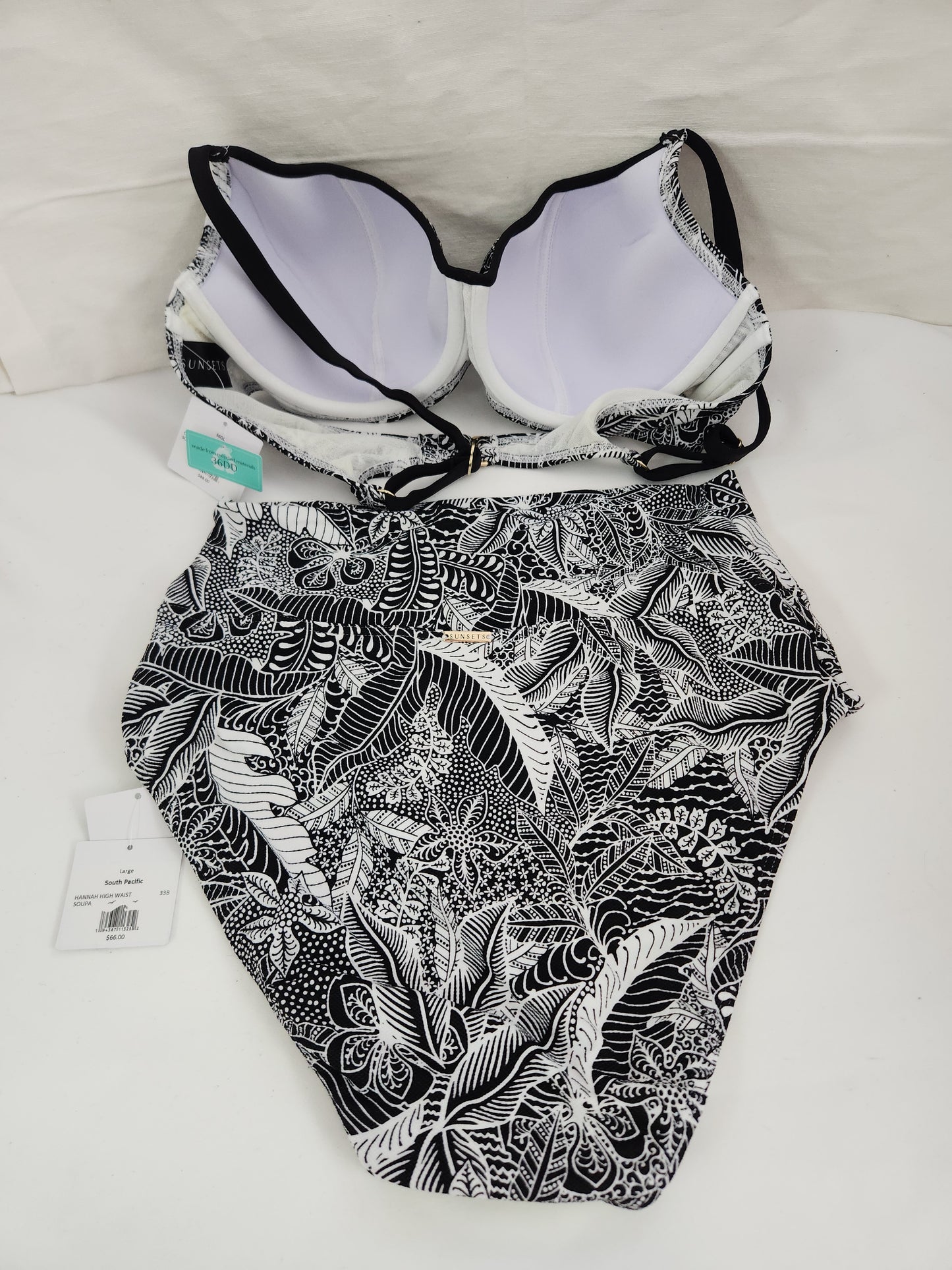 Sunsets South Pacific Carmen Underwire Top - 36DD & Hannah High Waist Bottom Bikini - Size: Large