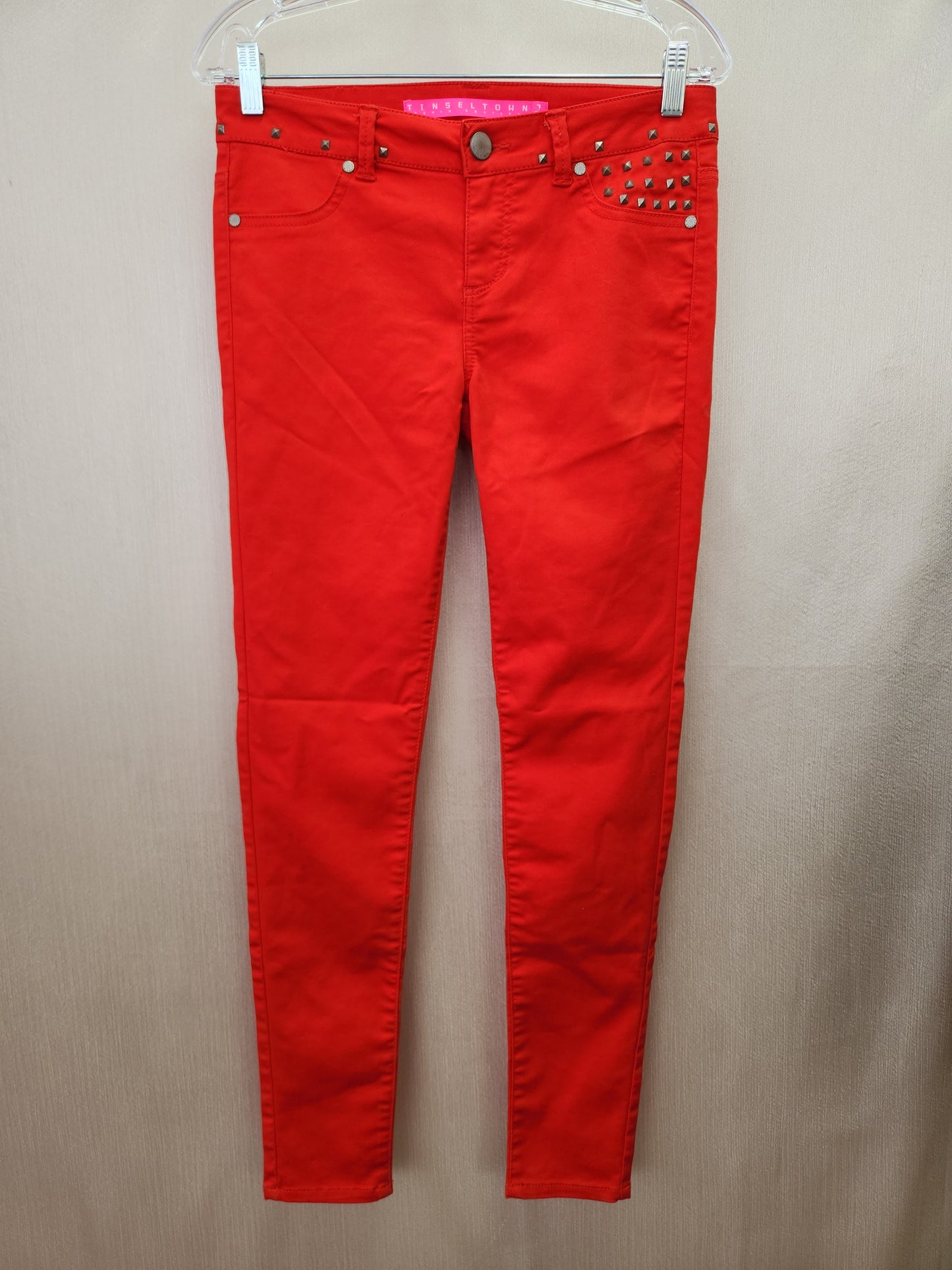 Tinseltown Women's Studded Bright Red Jeans - Size: 7