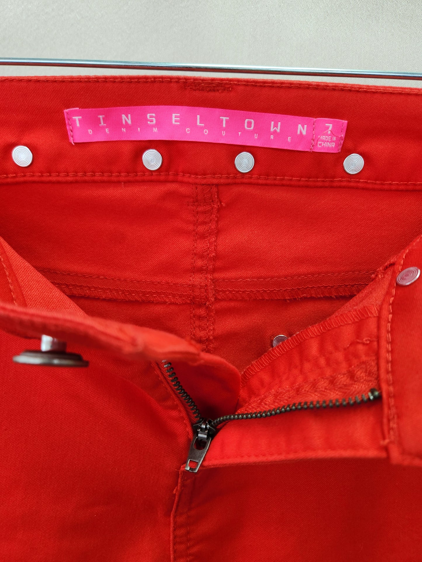 Tinseltown Women's Studded Bright Red Jeans - Size: 7